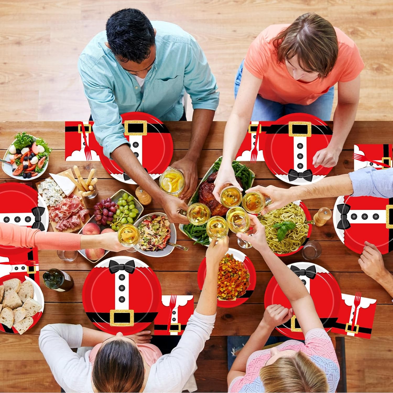 200Pcs Santa Claus Christmas Plates Napkins Set