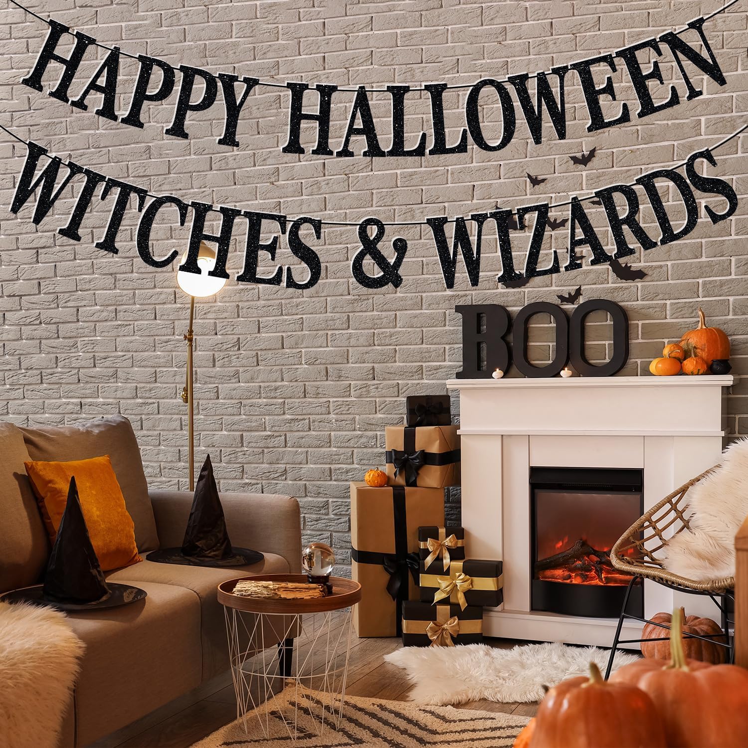 Happy Halloween Banner Witches Wizards Decor