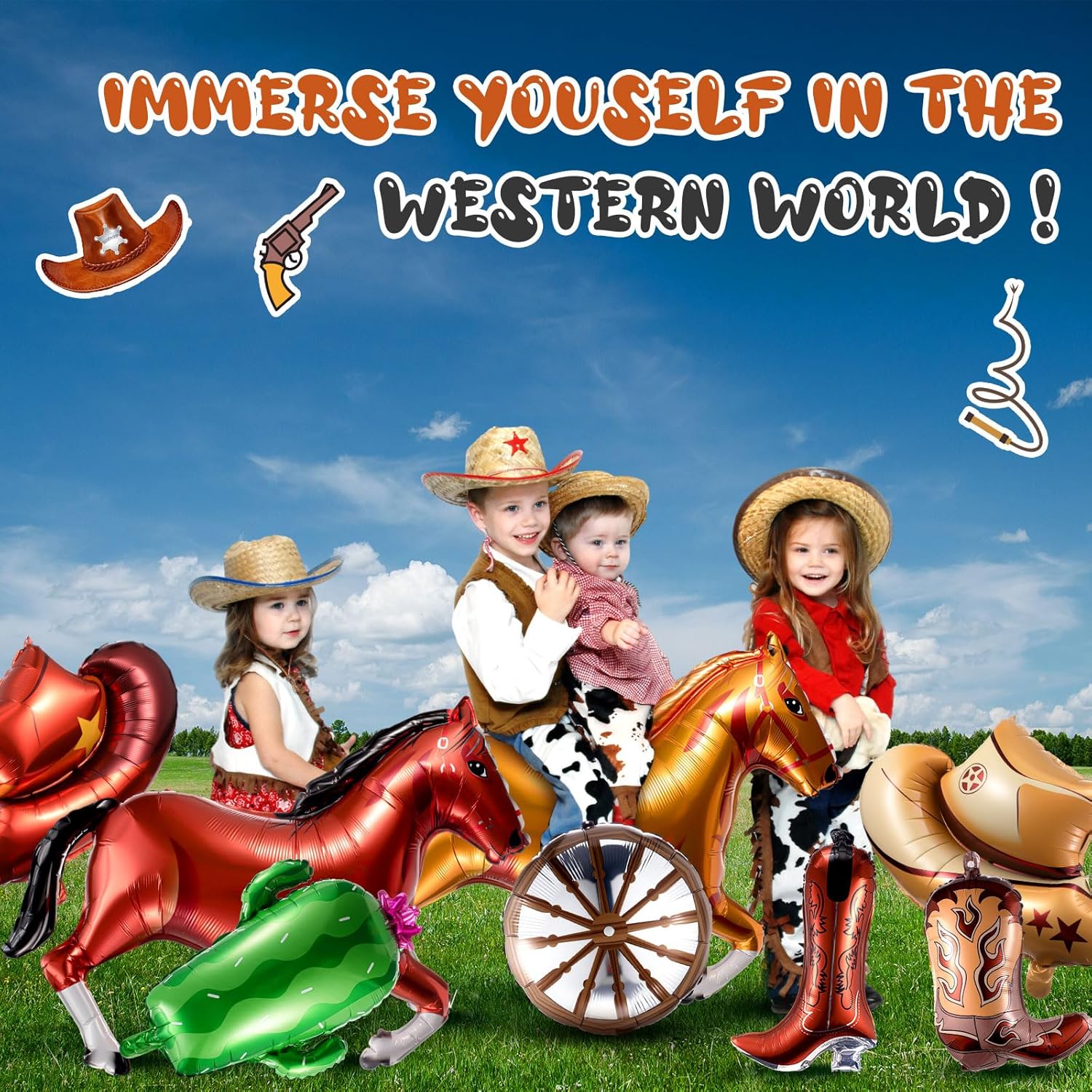 12 Pcs Western Balloons for Cowboy Party Decor