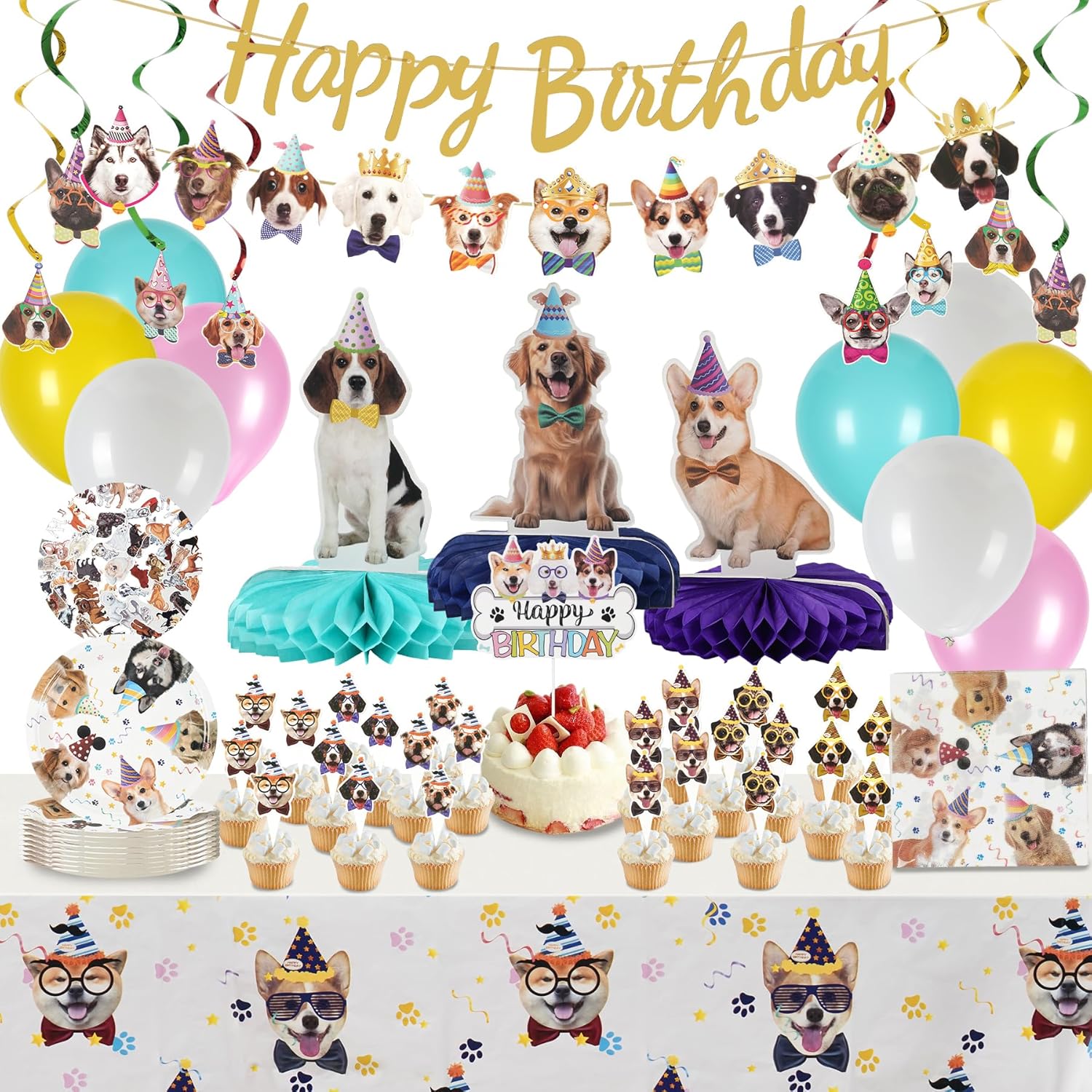 QILICHZ 165Pcs Dog Birthday Party Decorations