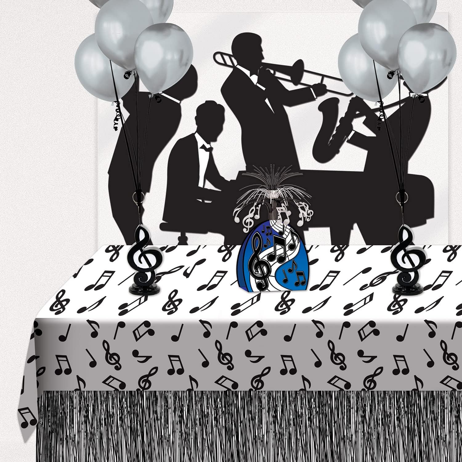 Beistle Musical Notes Tablecover White Black 50s Rock and Roll