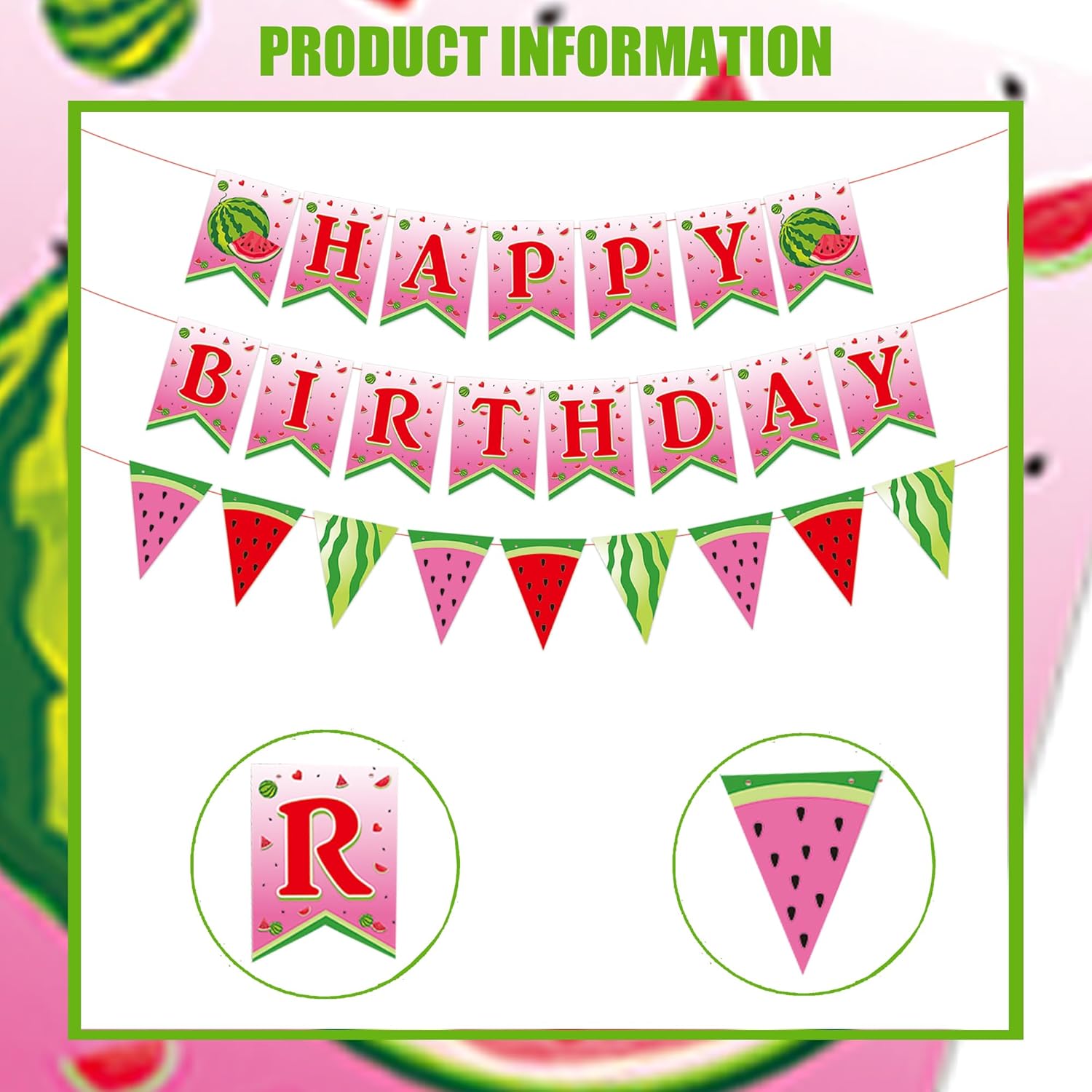 Watermelon Birthday Banner Happy Summer Party Decor