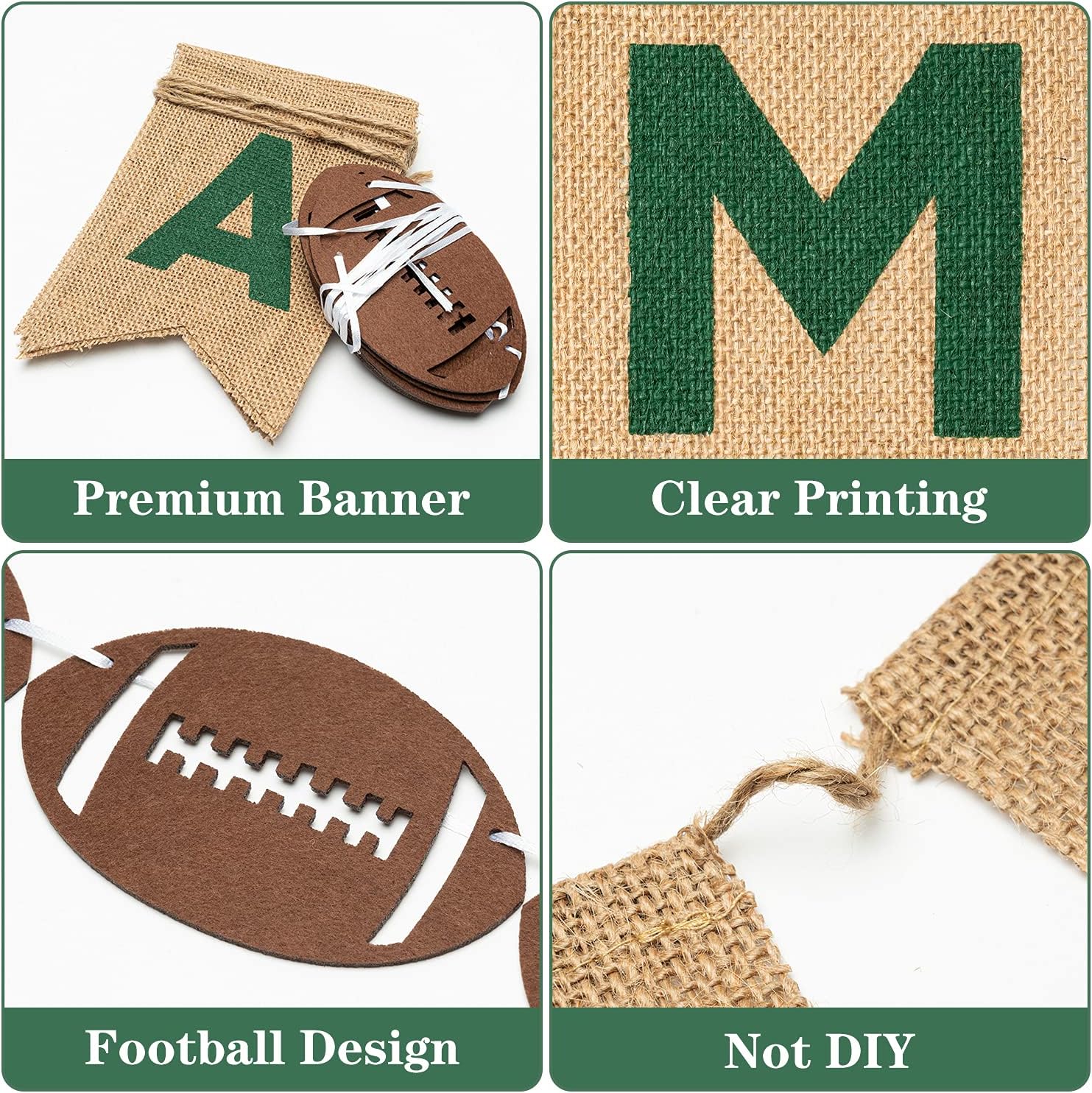 MALLMALL6 Football Banners 2pcs Game Time Decoration