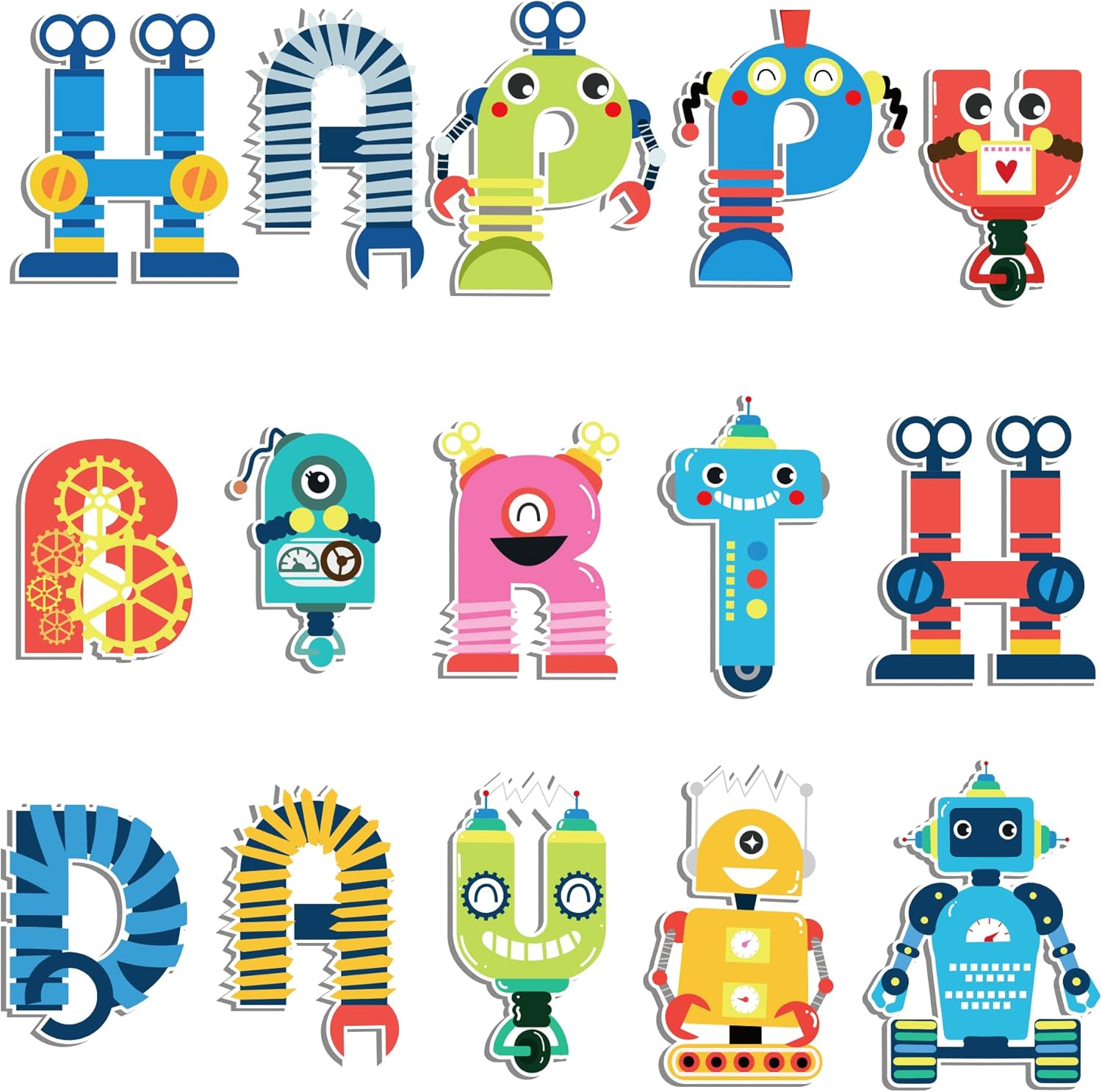 Robot Birthday Banner Happy Birthday Decor