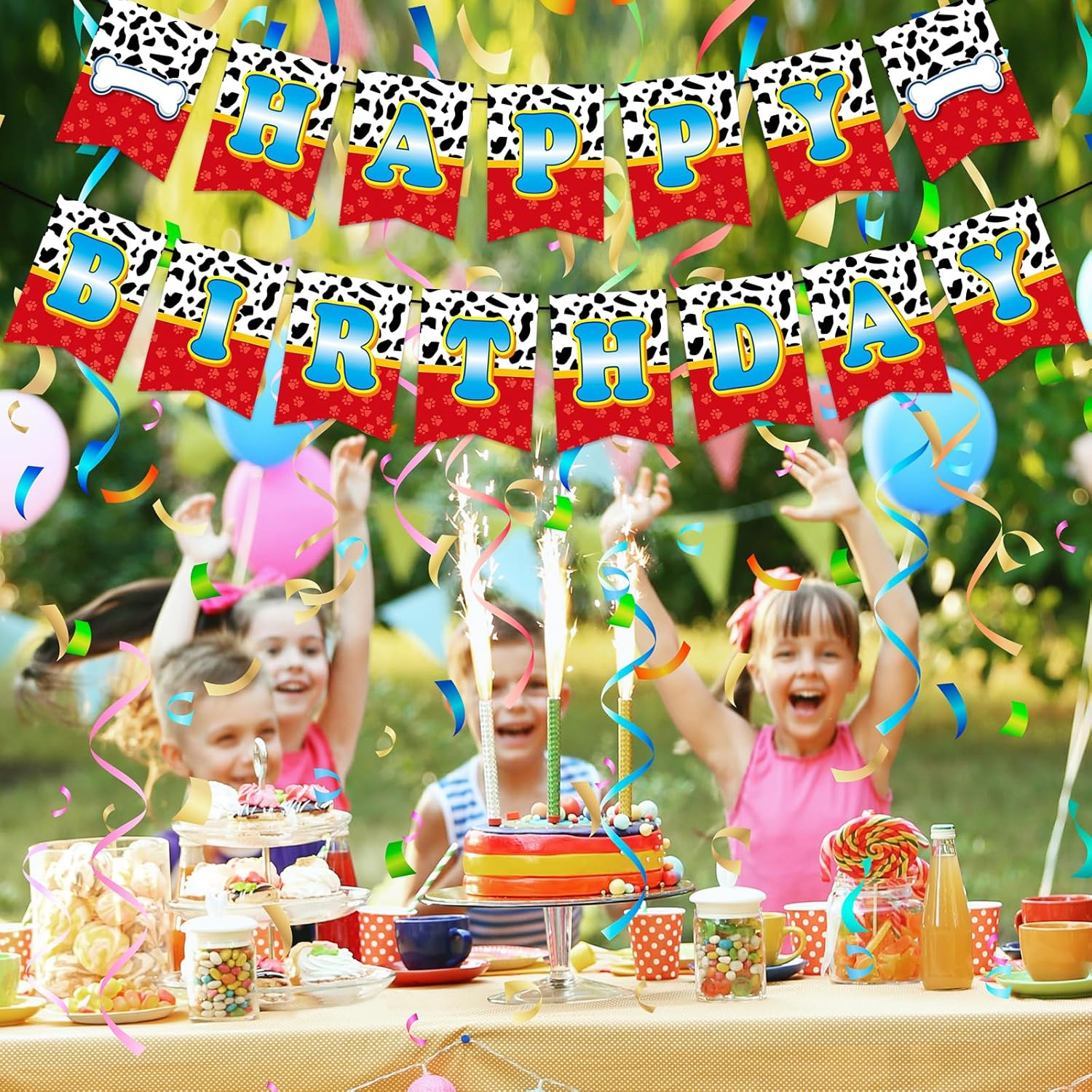 Dog Paw Happy Birthday Banner for Kids and Toddlers