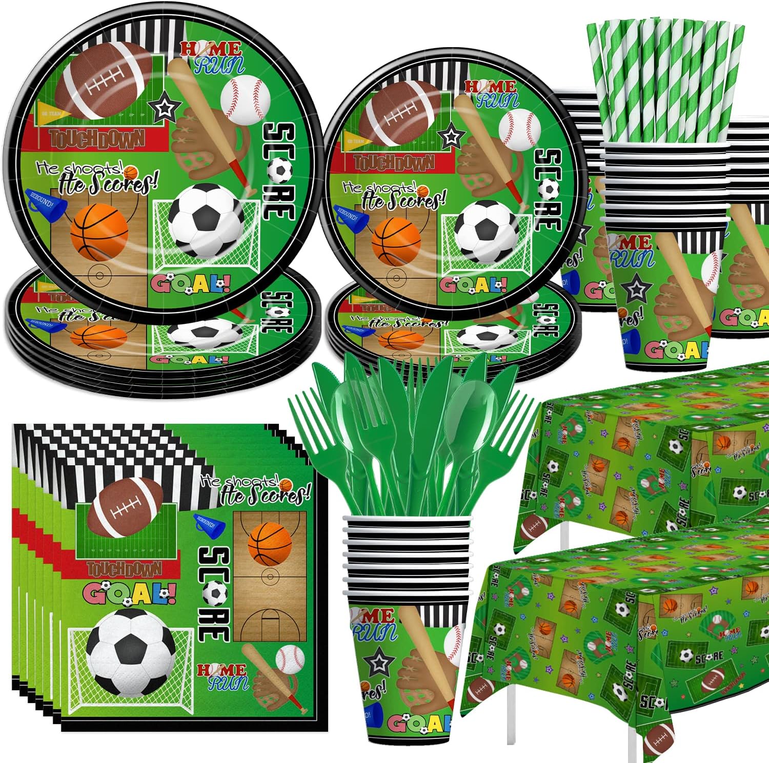 Xigejob Sports Theme Party Supplies for 24 Guests