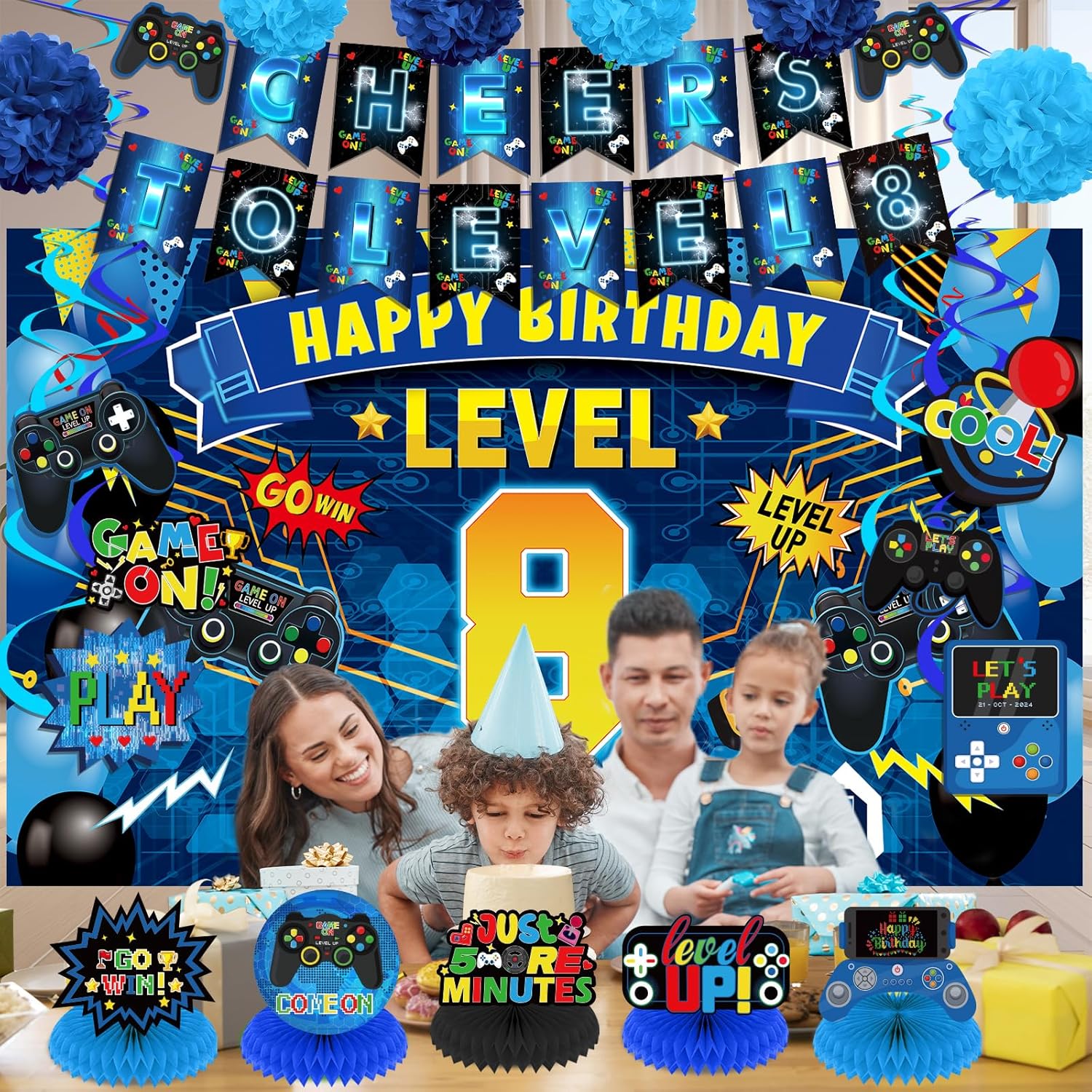 Video Game 8th Birthday Party Decorations Set