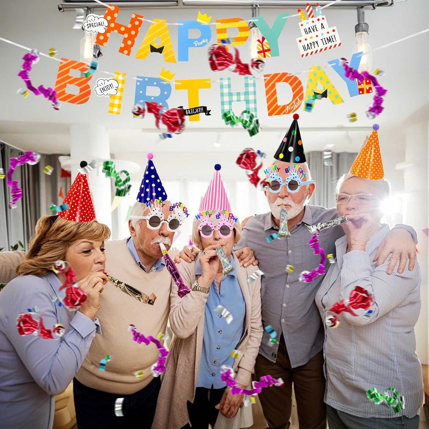 28 pcs Birthday Party Decor Set with Confetti Poppers