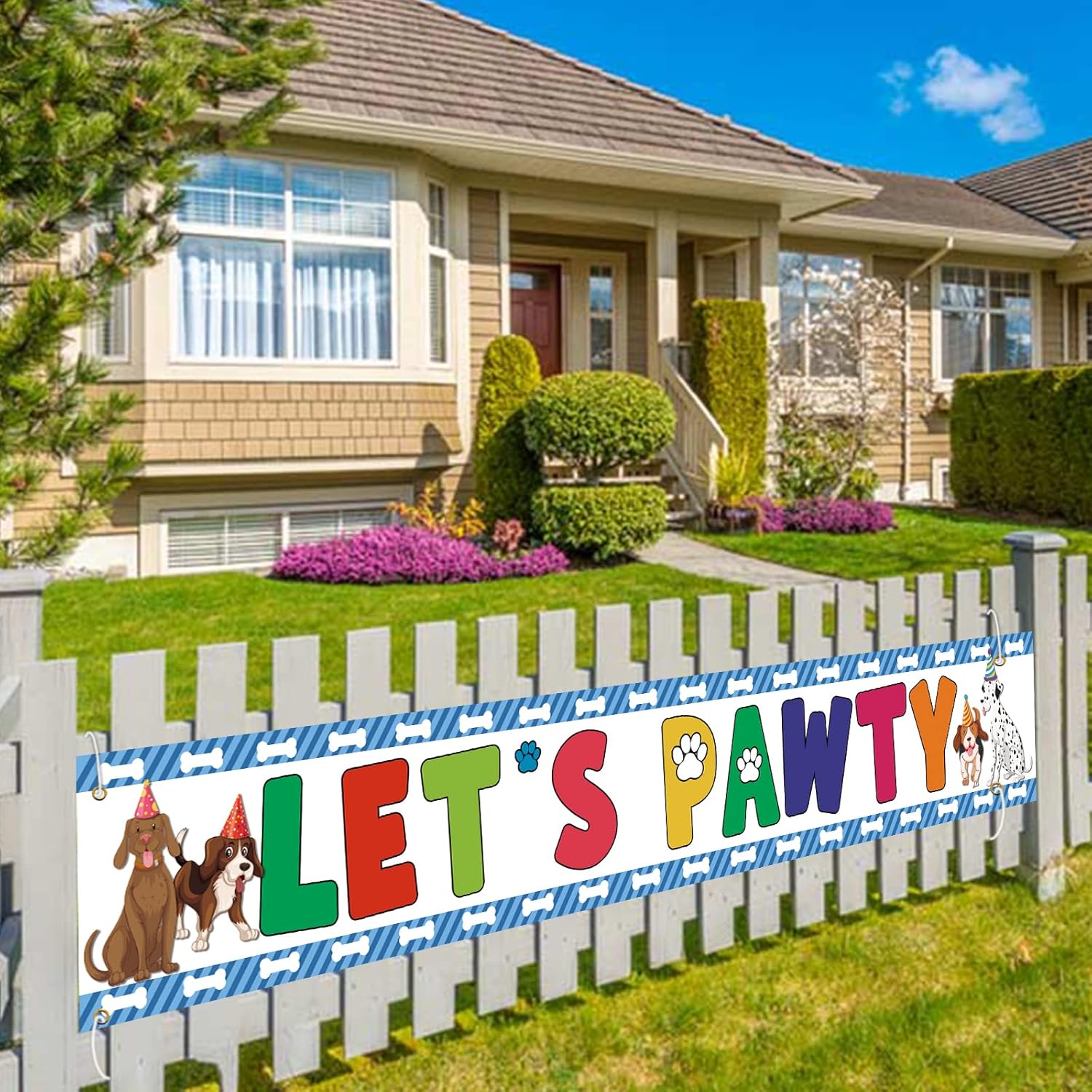 Lets Pawty Banner Dog Birthday Decor Yard Sign