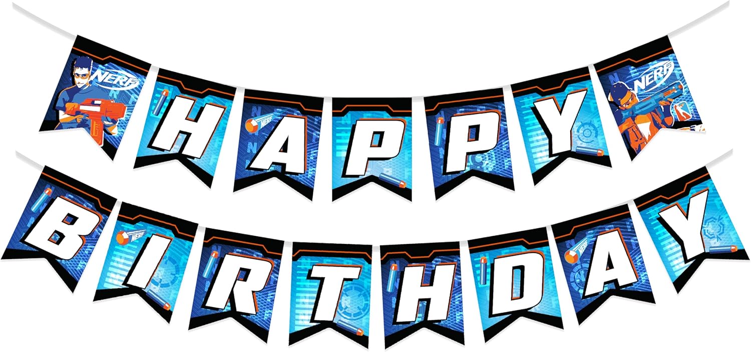 Officially Licensed Nerf Birthday Banner for Kids Party Decorations