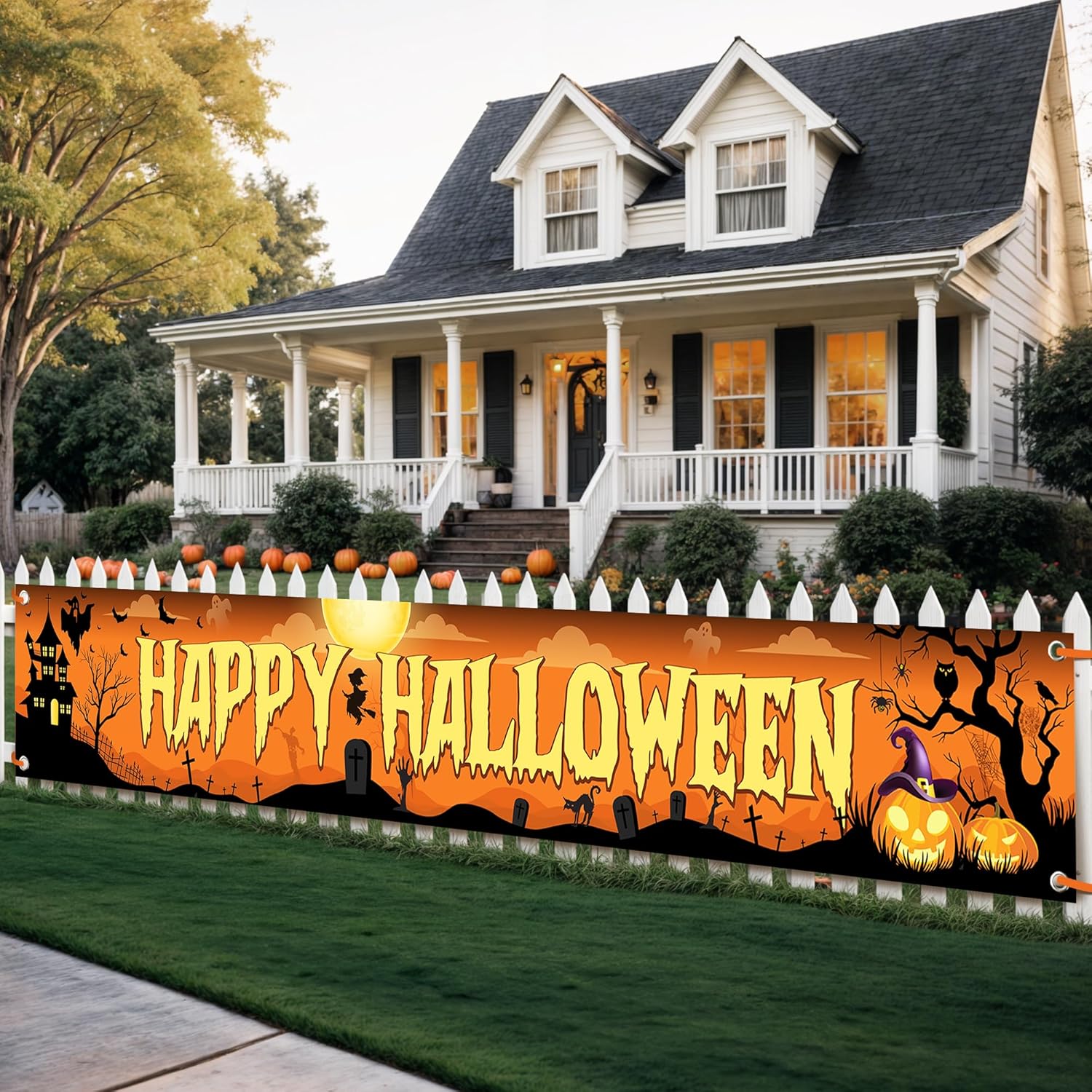 Katchon Happy Halloween Banners 120x20 Inch Outdoor