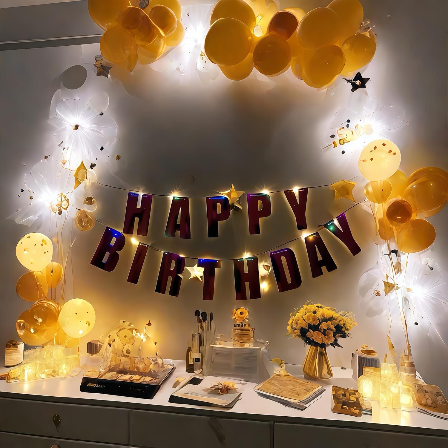 13ft Waterproof LED Birthday Banner with Iridescent Letters