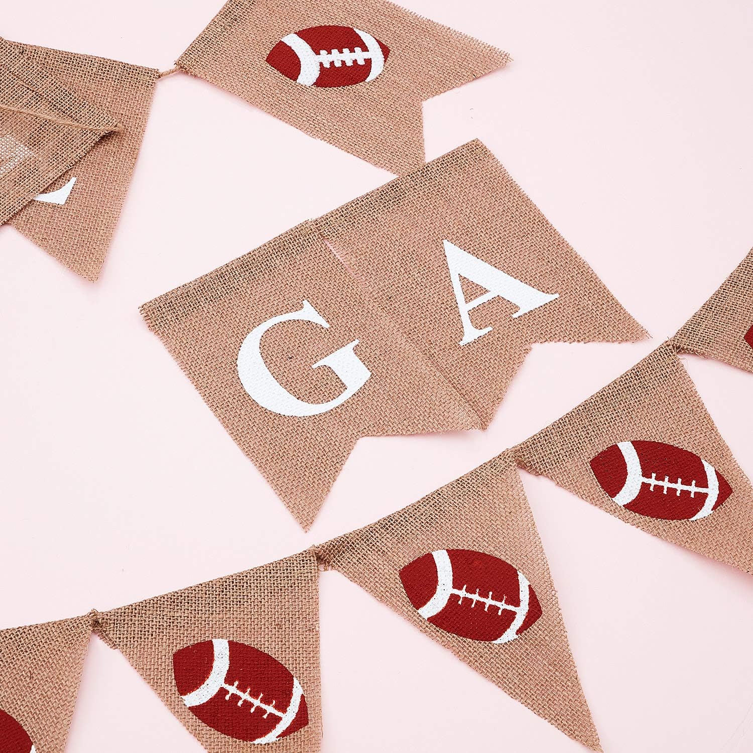 2 Piece Burlap Football Banner 115ft Party Decorations