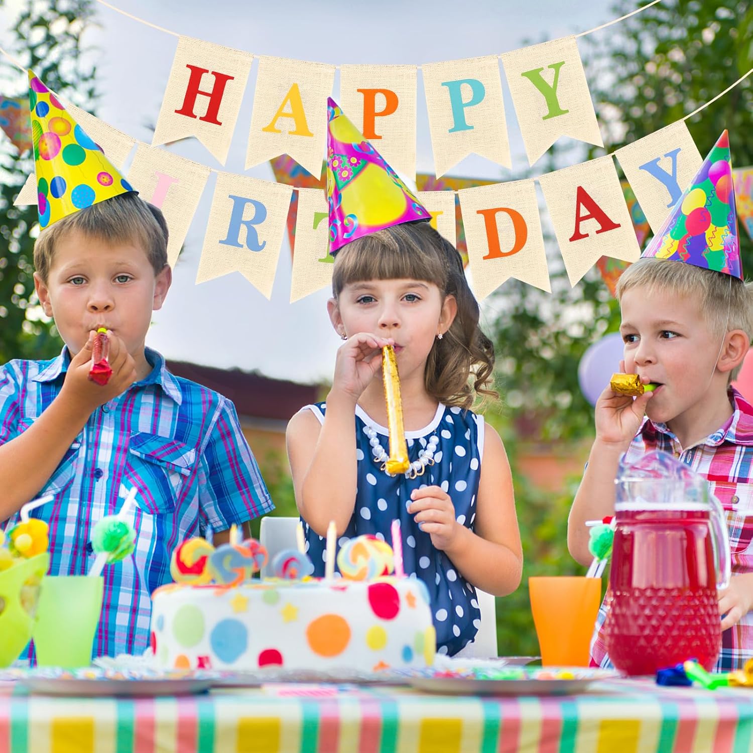 Hooqict Happy Birthday Burlap Banner Sign