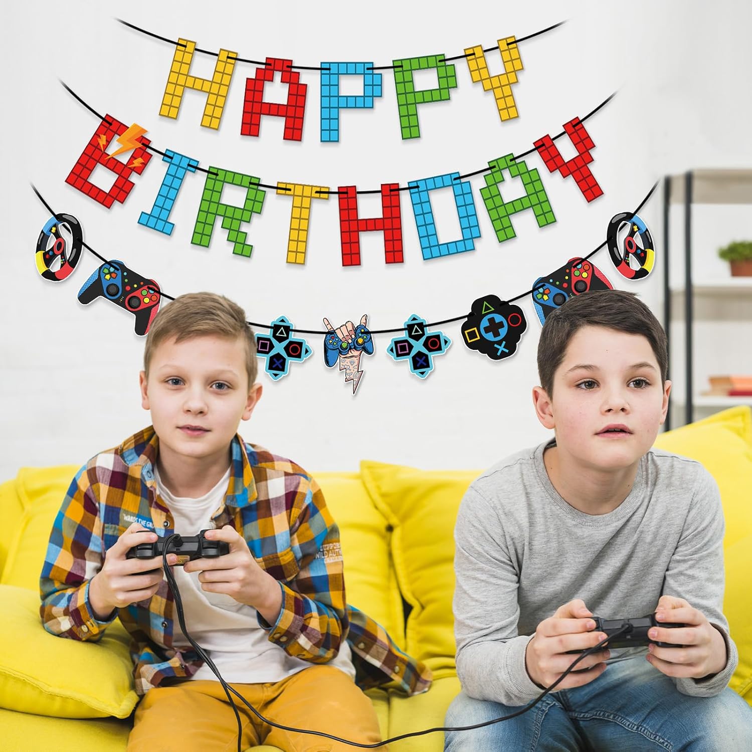 Game Themed Birthday Banner for Kids Gaming Party Decor