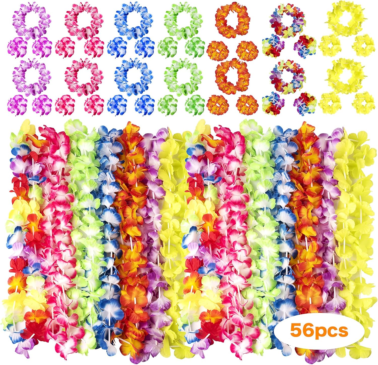 HongyiTime 56 Piece Hawaiian Lei Set
