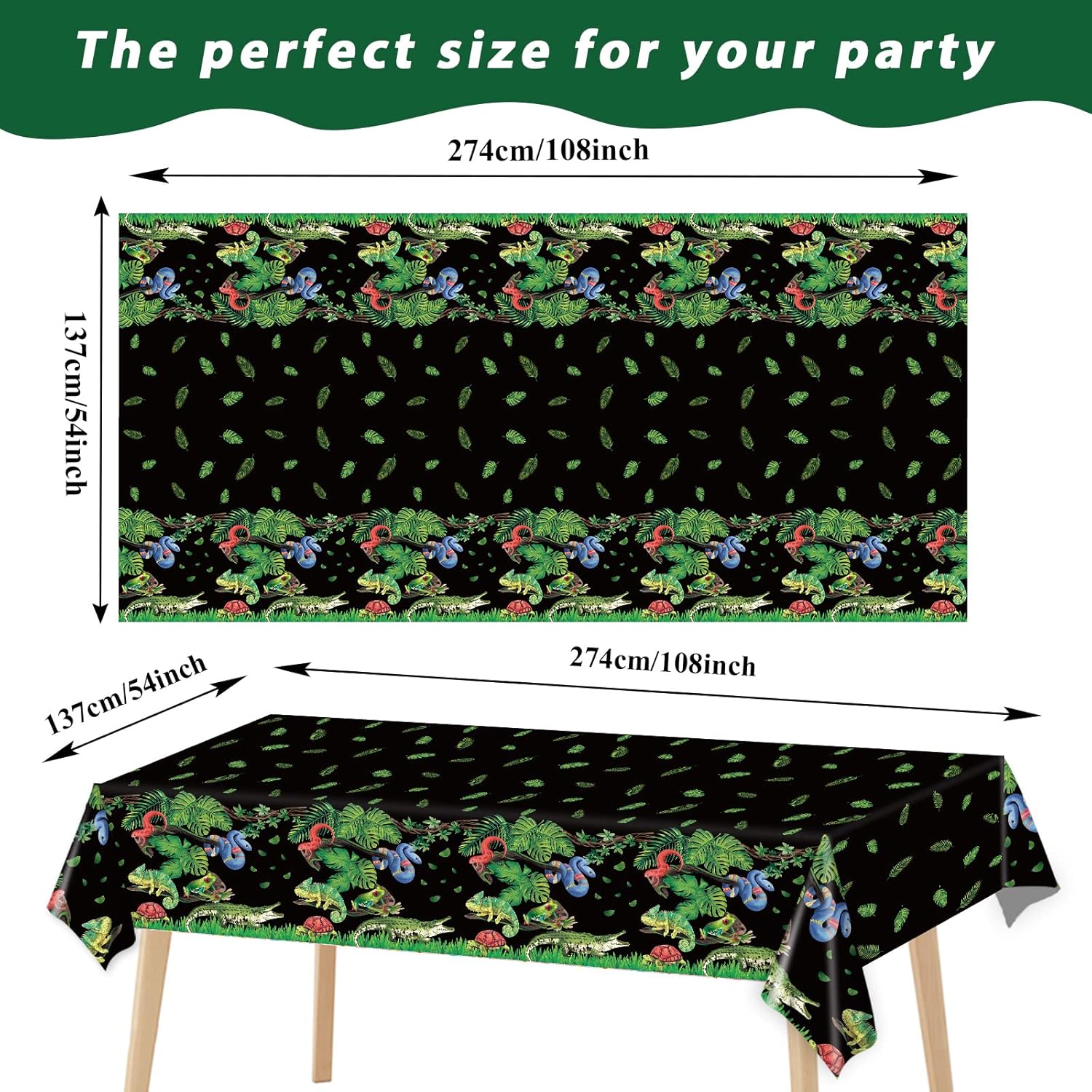 3pcs Reptile Tablecloth for Summer Parties