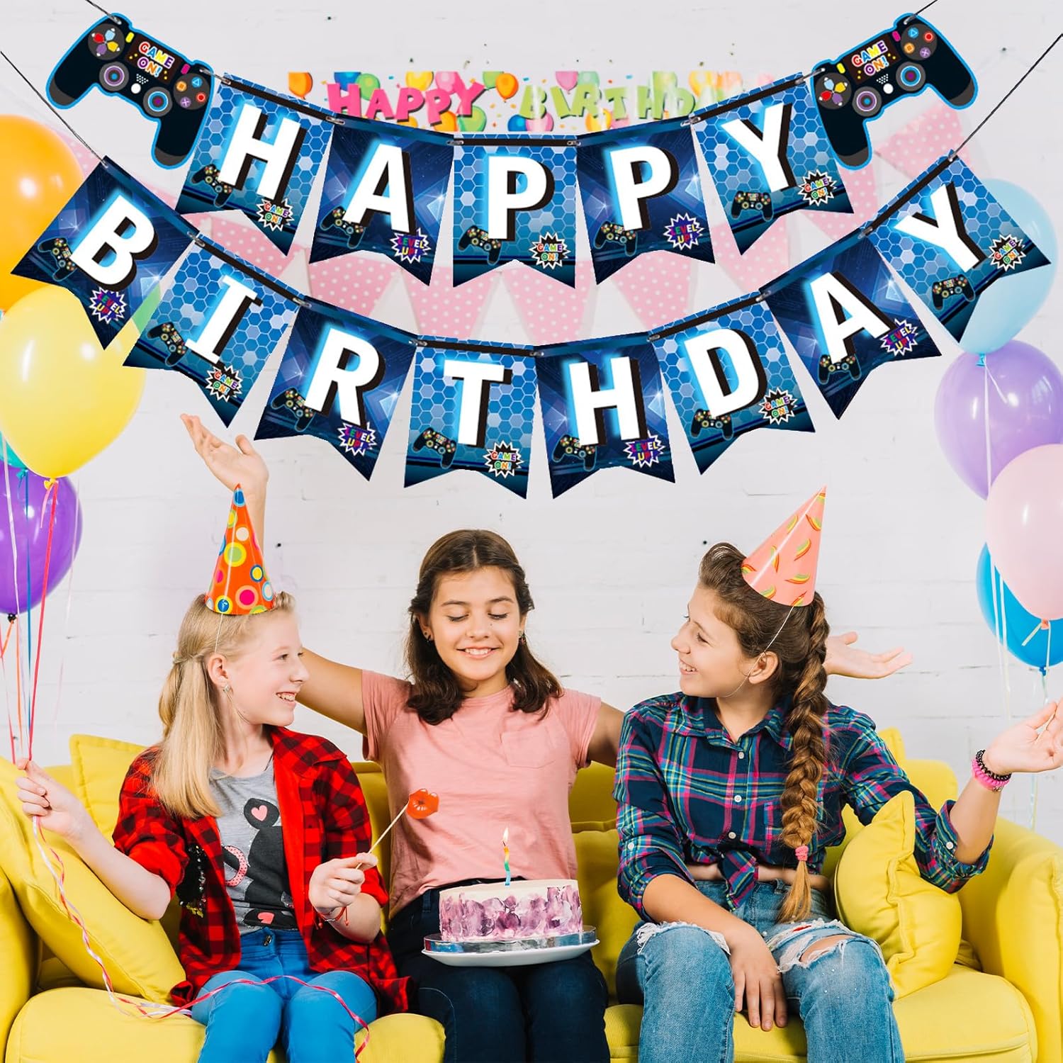 MEETINGU Game Birthday Banner for Video Game Party Decorations