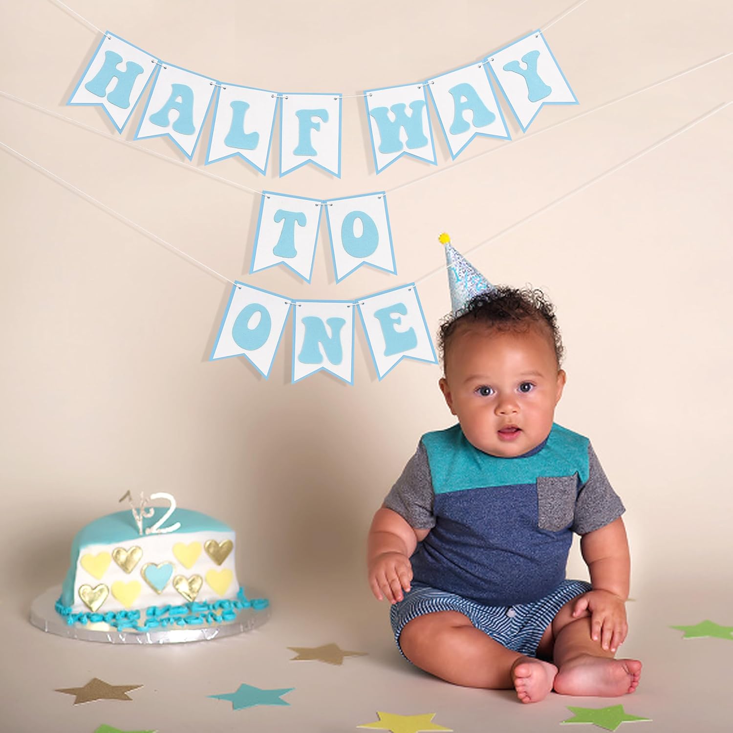 Blue Half Way To One Birthday Banner Decor