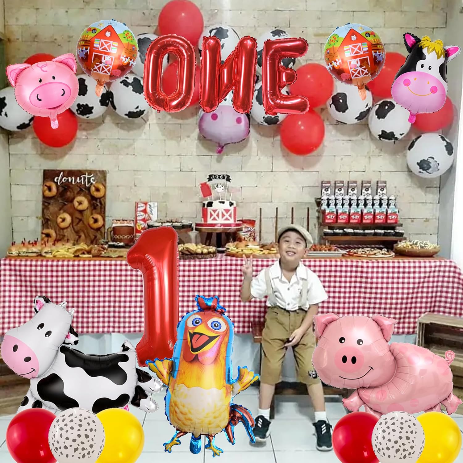 Farm Birthday Balloon Set for 1 Year Old