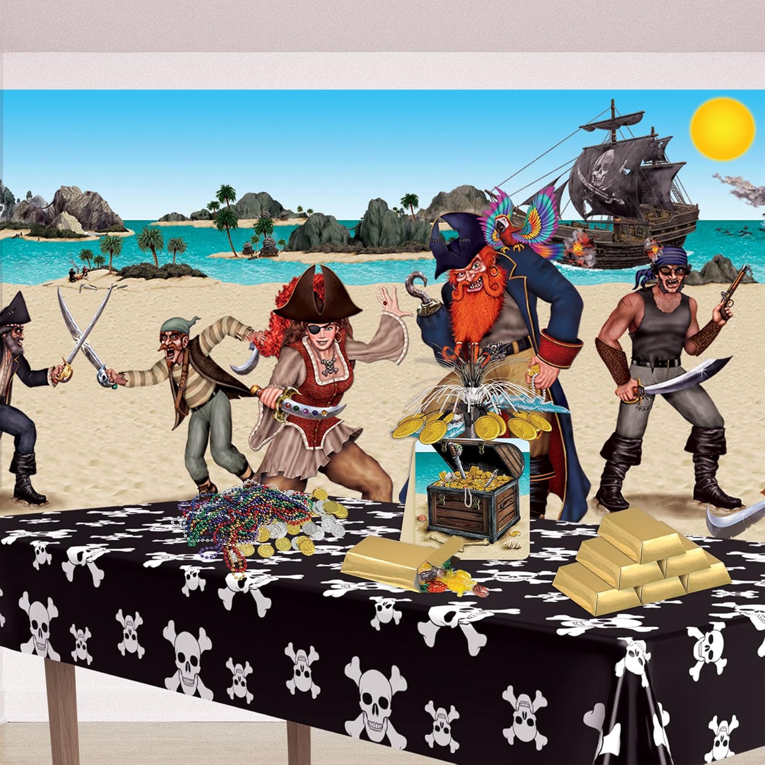 Beistle Pirate Print Table Cover 54x108 Inch