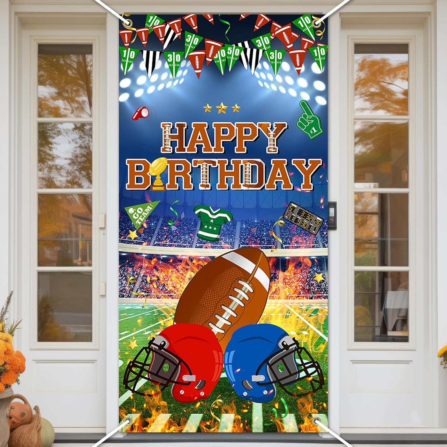Avezano Football Birthday Banner Blue Decorations