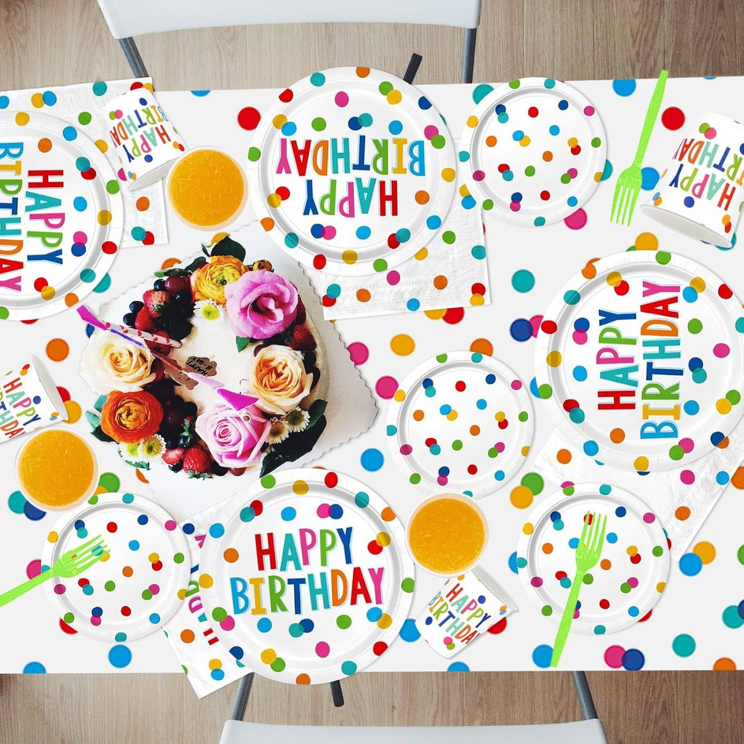 Birthday Party Supplies Set with Polka Dot Design