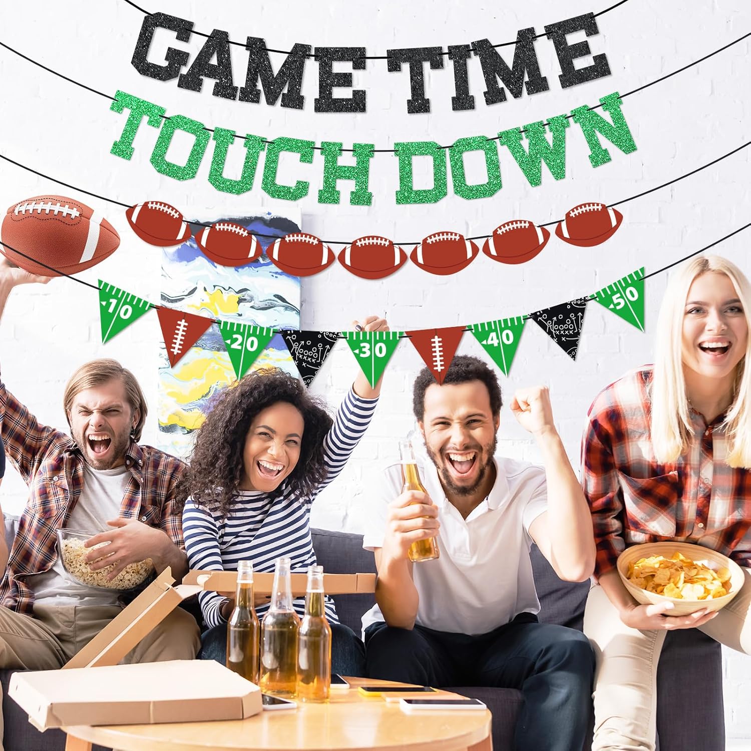 Qyeahkj 4Pcs Football Party Banners - Ready to Hang