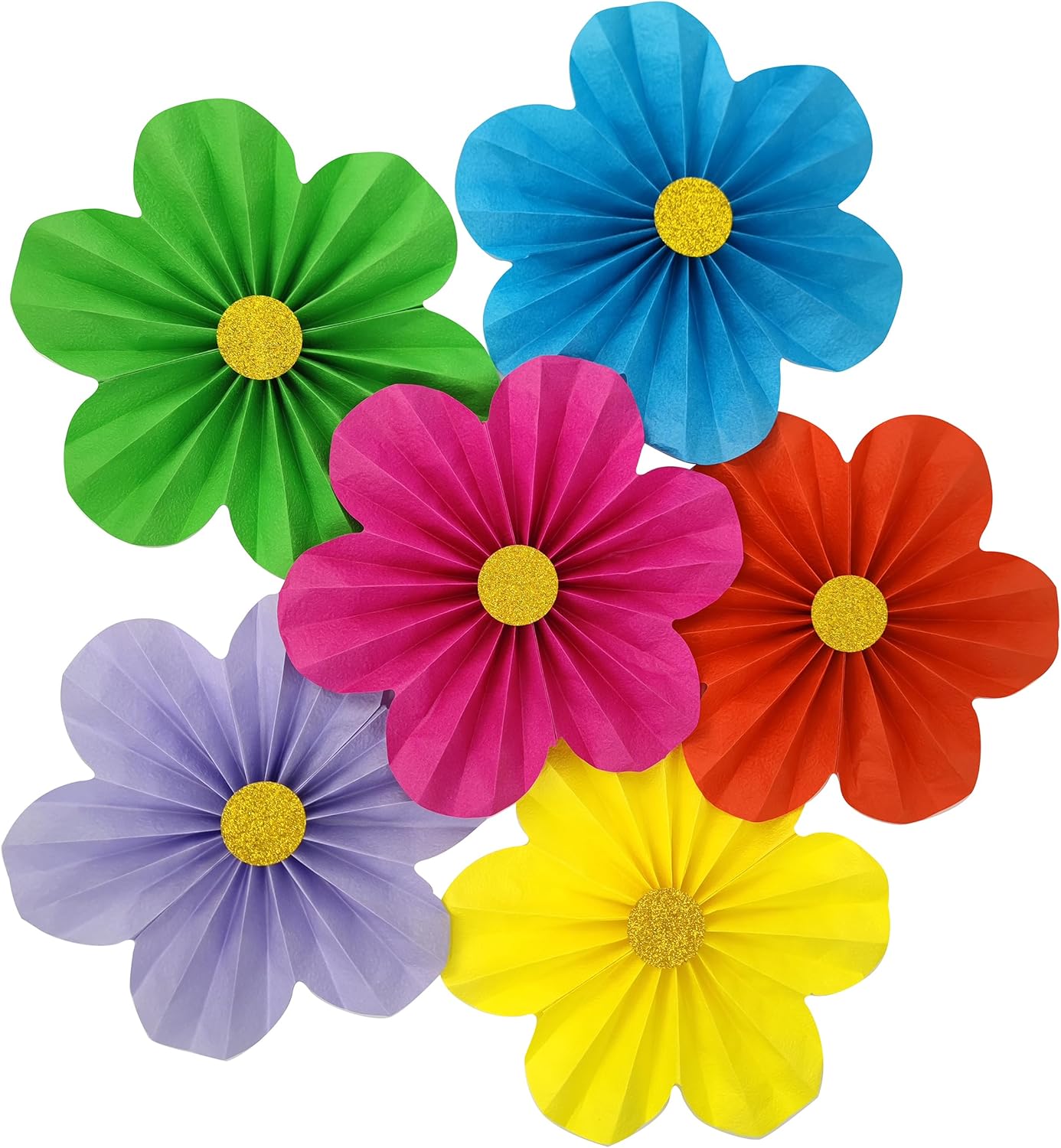 Mybbshower 12 Inch Paper Flower Fan Decorations Pack of 6