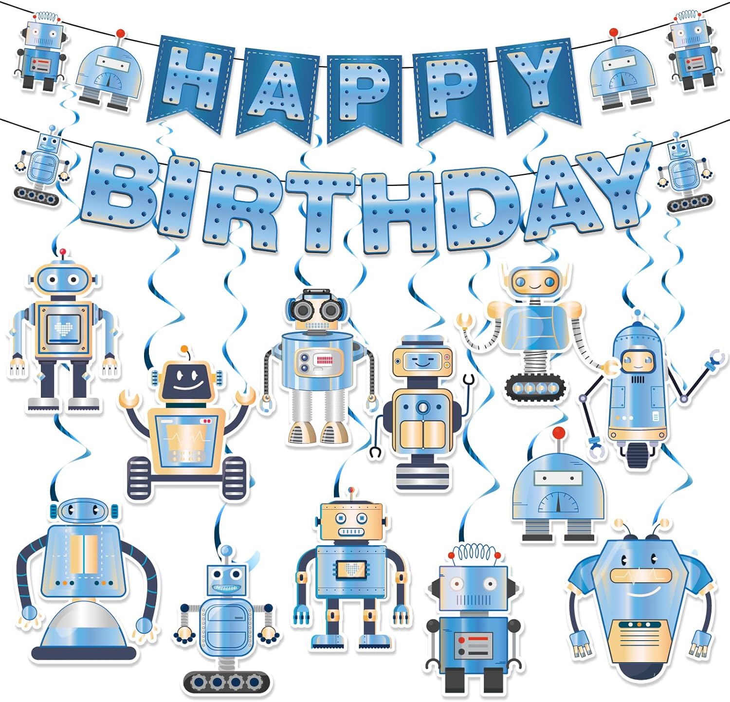 Robot Birthday Banner Decorations for Kids