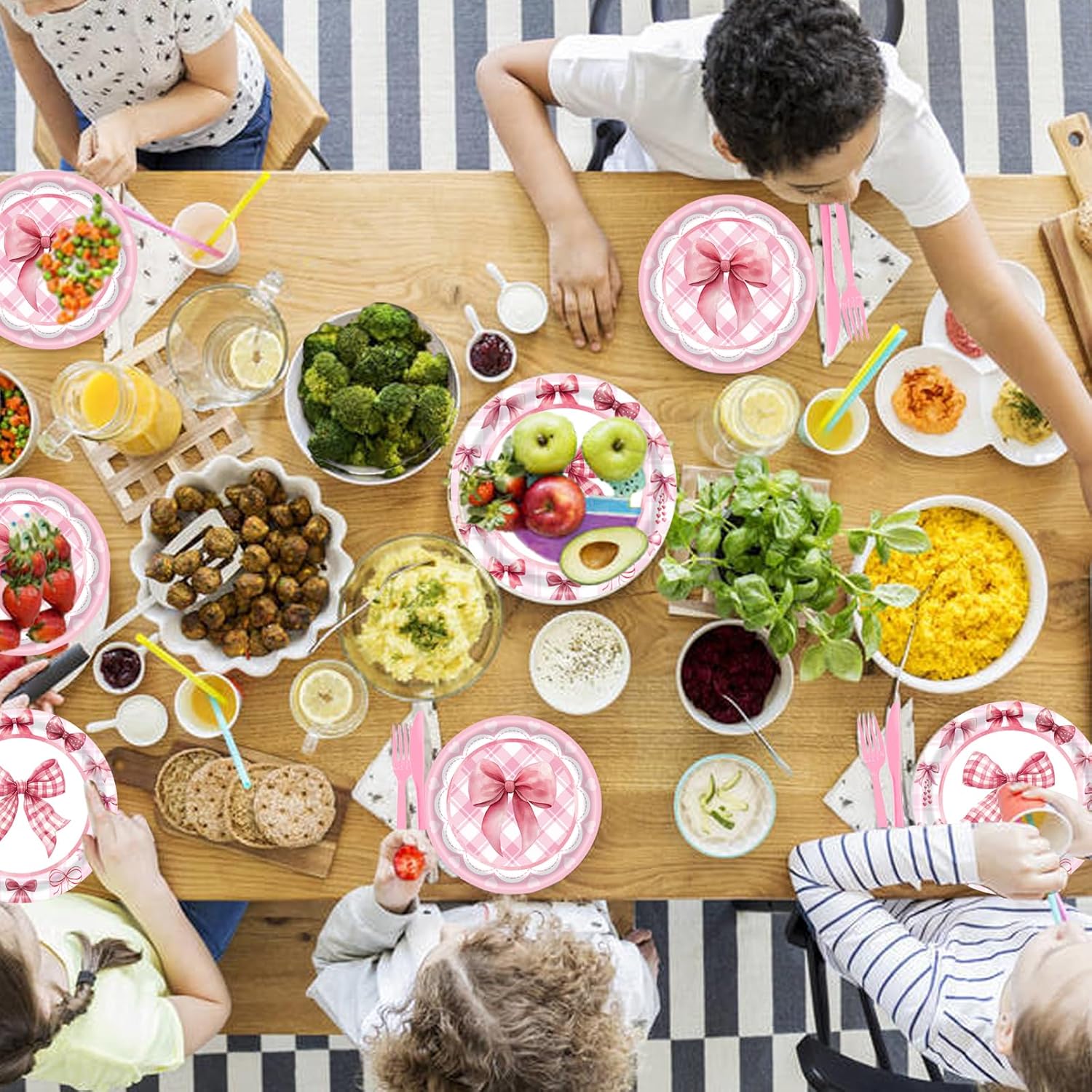Pink Bow Birthday Party Set for 24 Guests