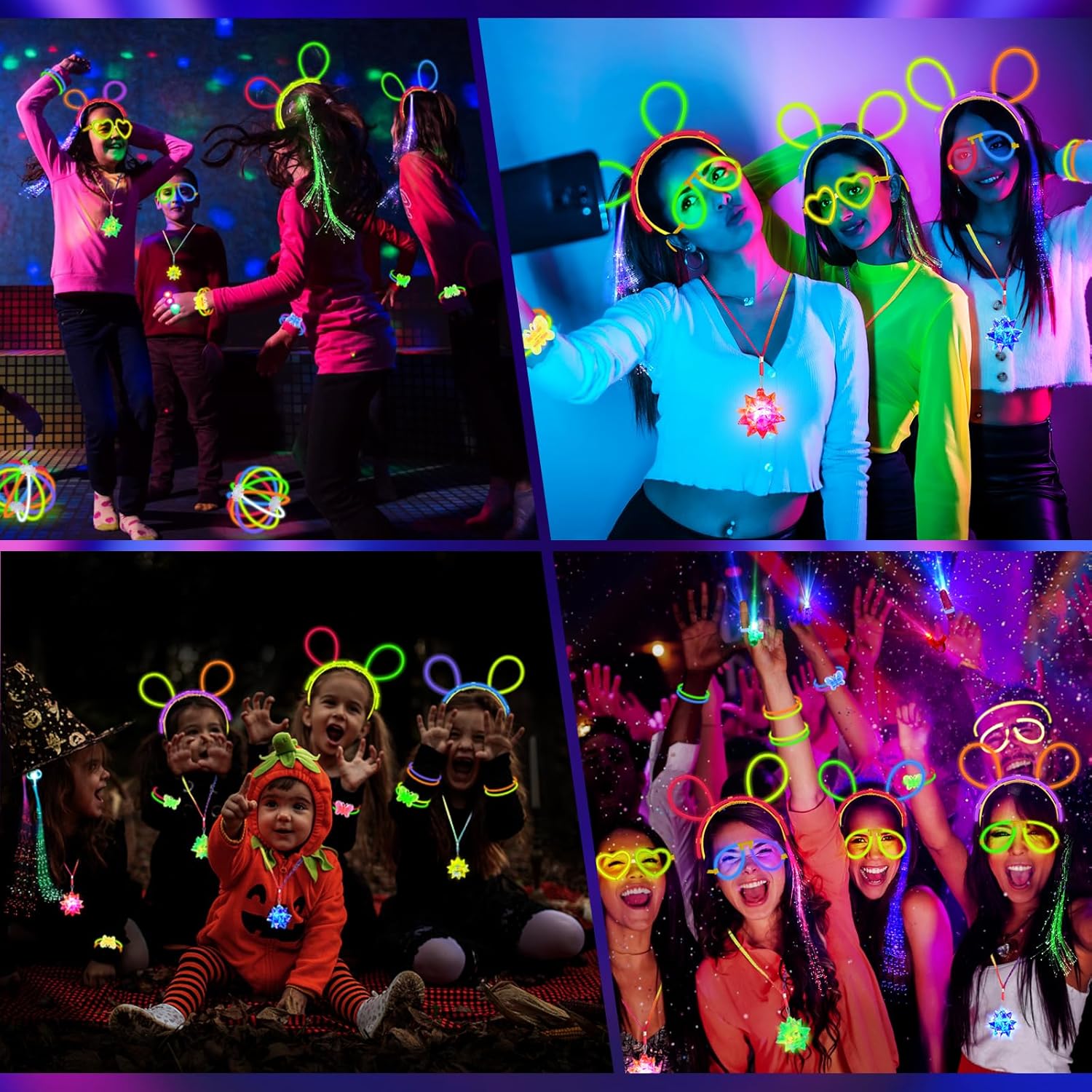 Glow in the Dark Party Supplies with 100 Glow Sticks and LED Toys