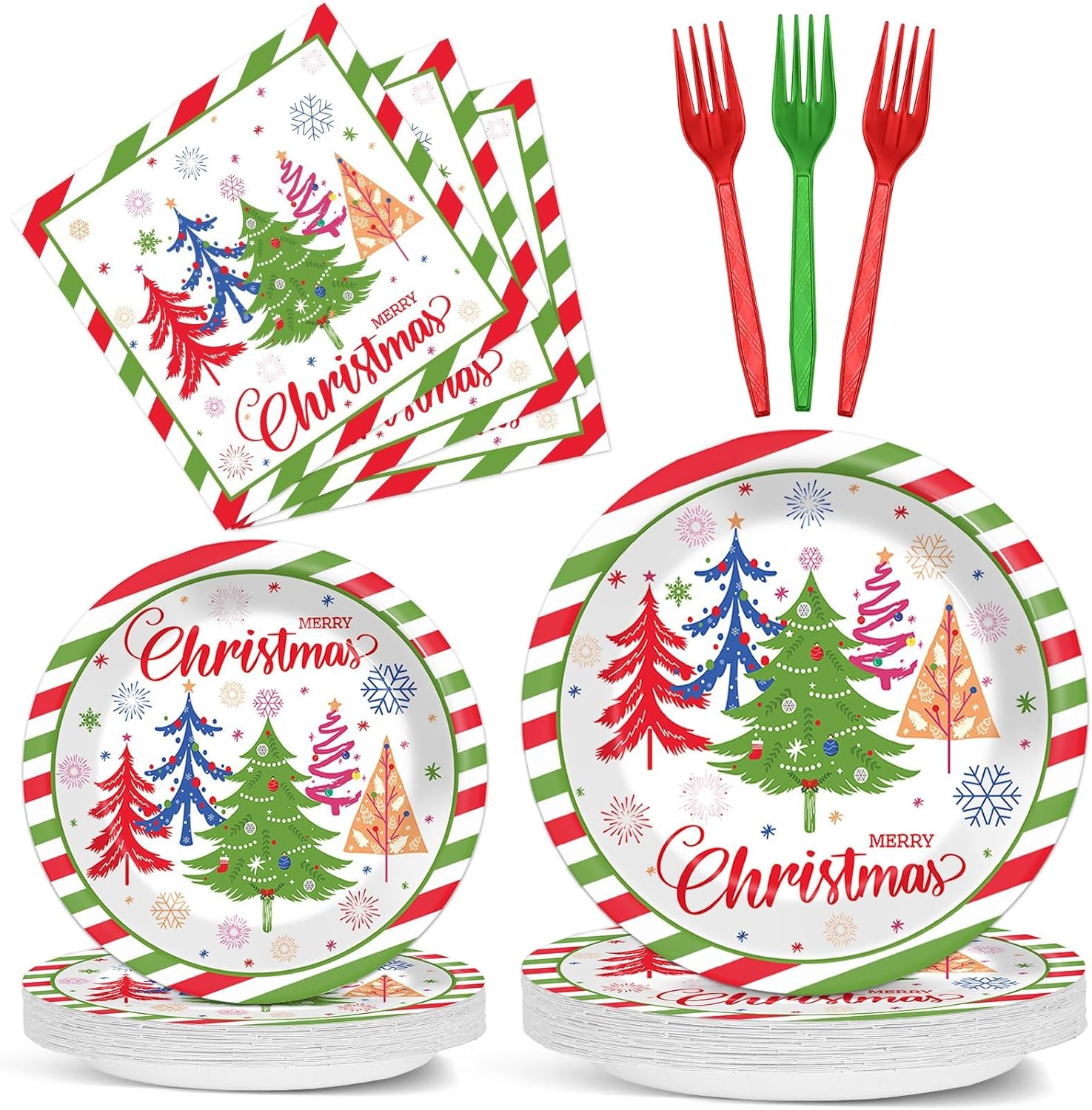 OBUSATT 96Pcs Christmas Party Supplies Set