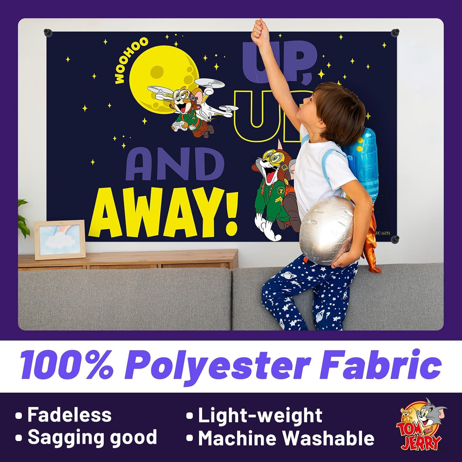 Y-times Cartoon Birthday Banner Backdrop 3x5ft