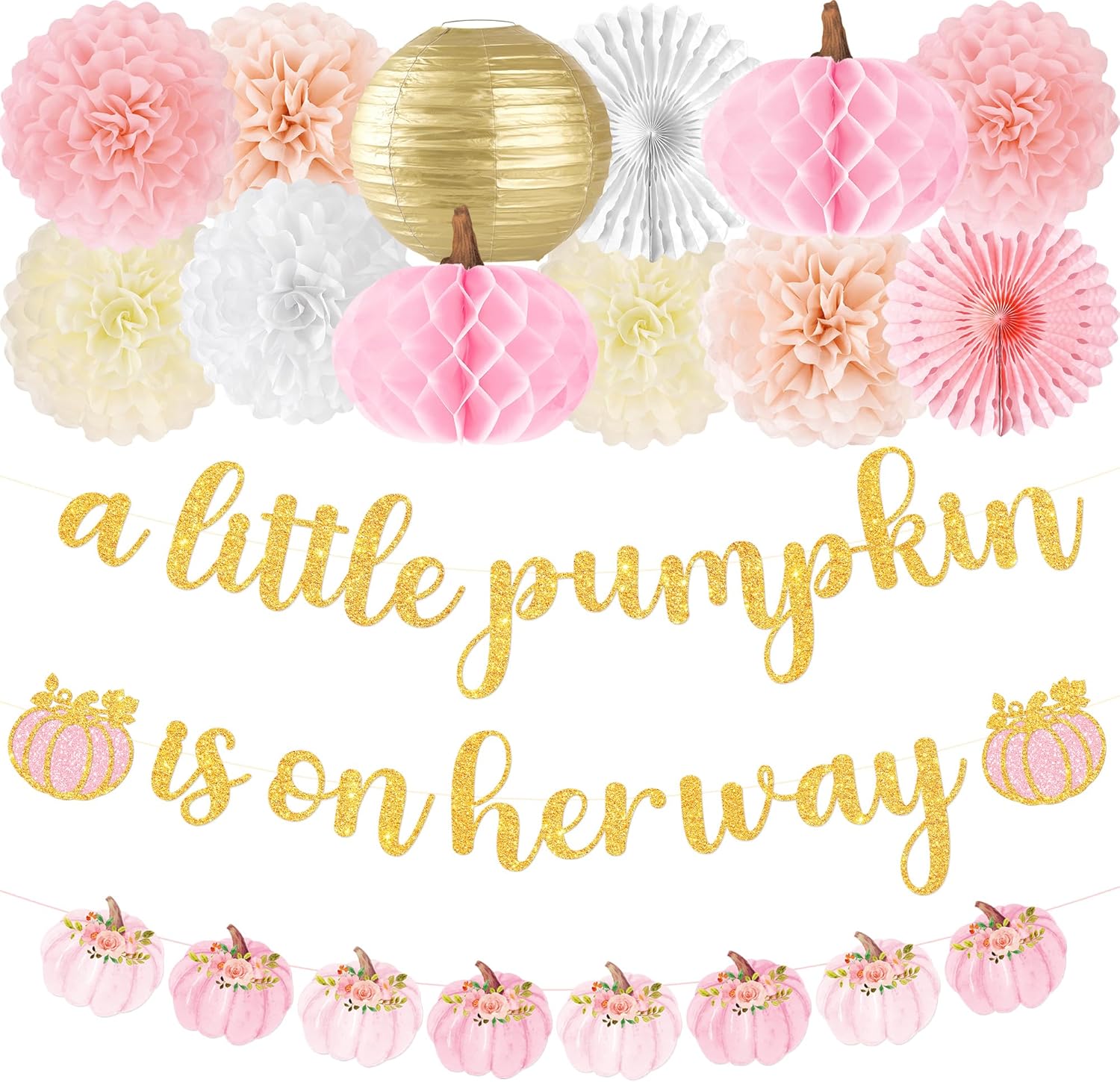 Little Pumpkin Baby Shower Decorations 15 Pcs