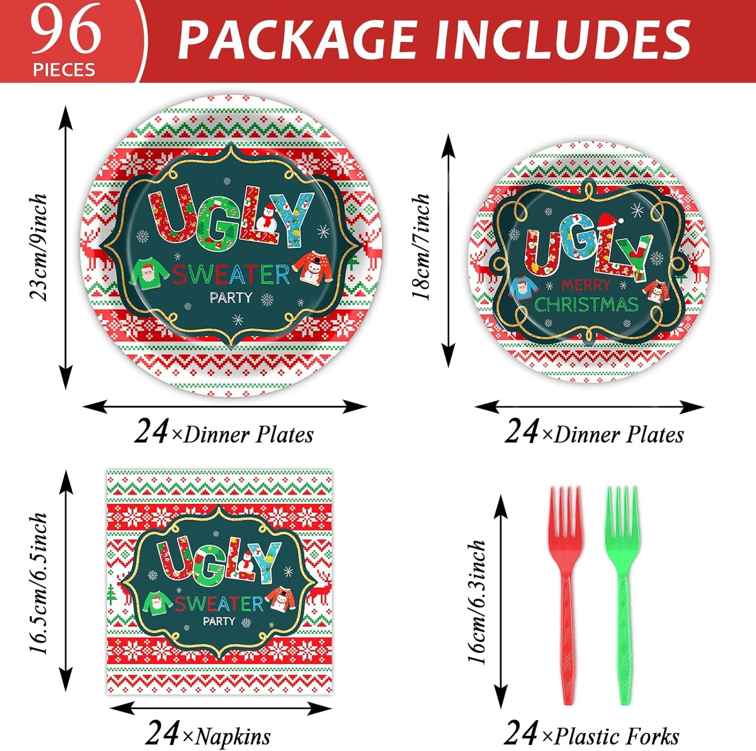 Christmas Ugly Sweater Party Tableware for 24 Guests