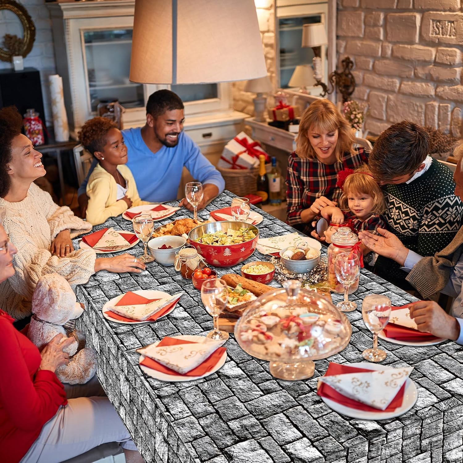 100FT x 51 Inch Medieval Themed Stone Wall Tablecloth Roll