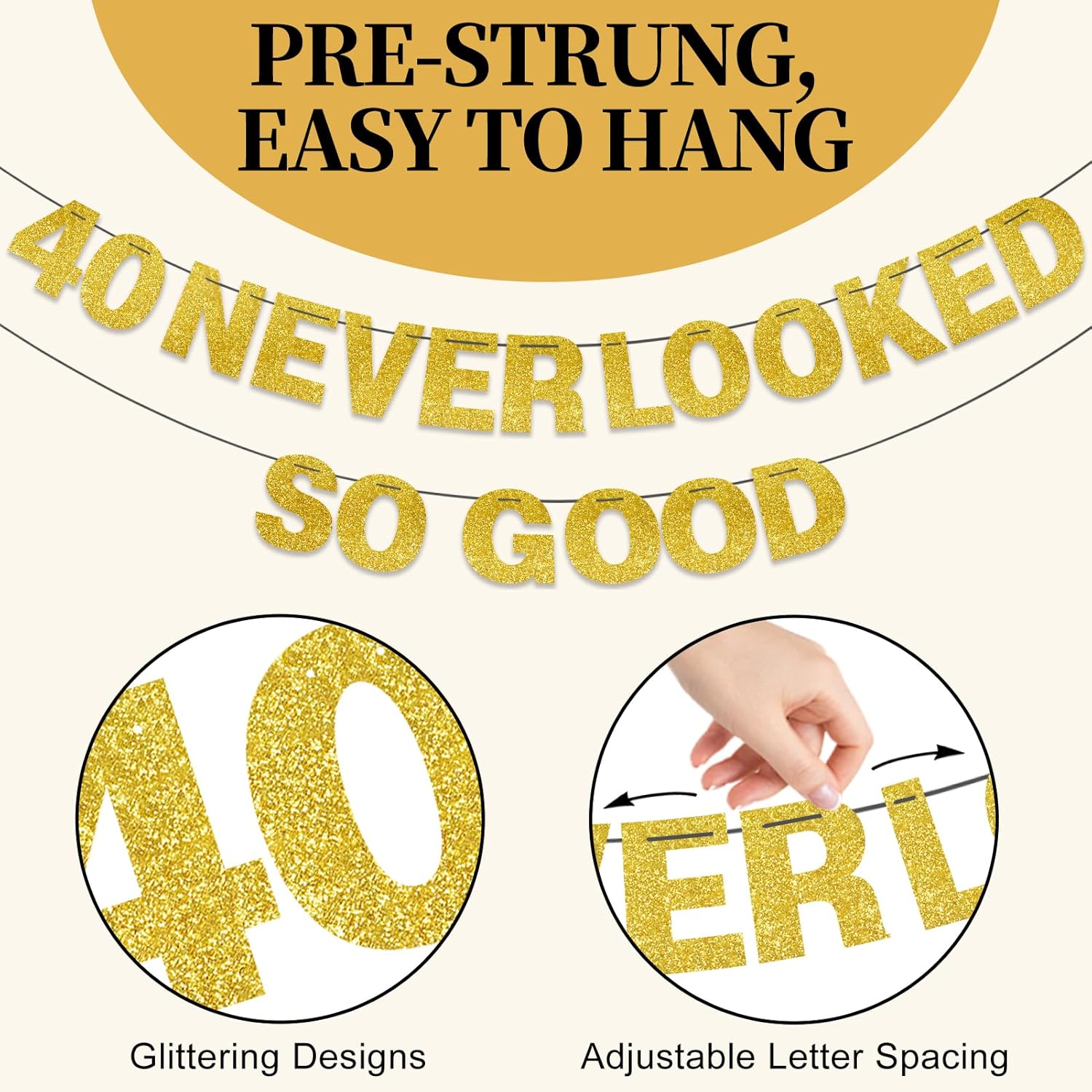 40th Birthday Decorations Kit Black Gold Banner and Foil Balloons