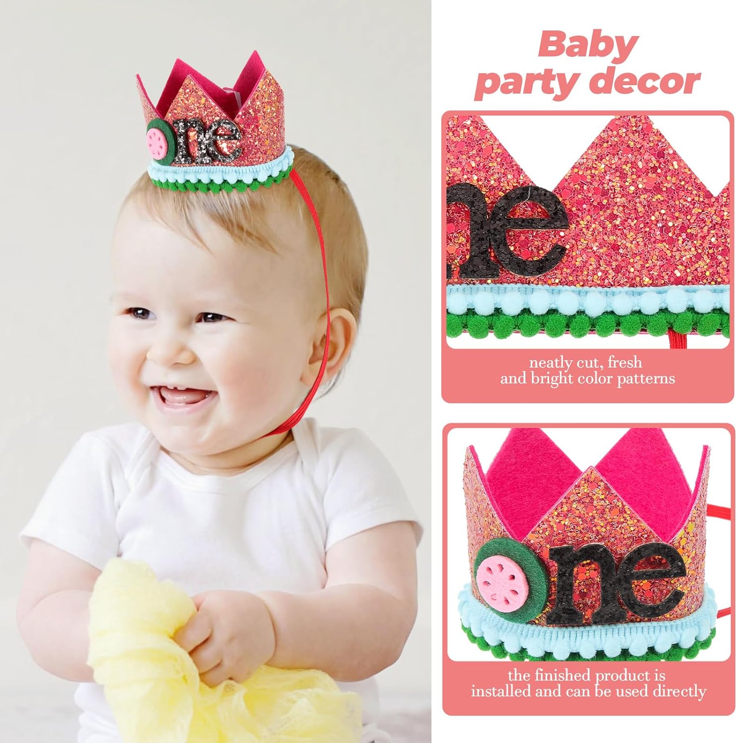 NUOBESTY 1st Birthday Watermelon Decor Kit for Baby
