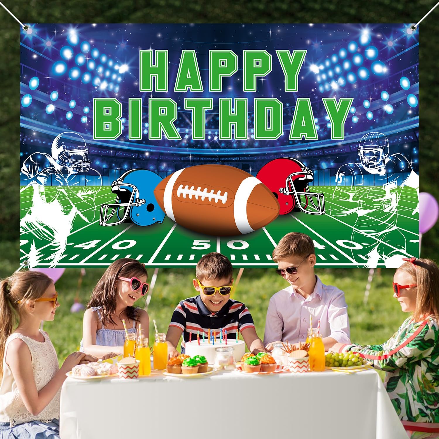 Football Birthday Banner - Party Backdrop Decoration