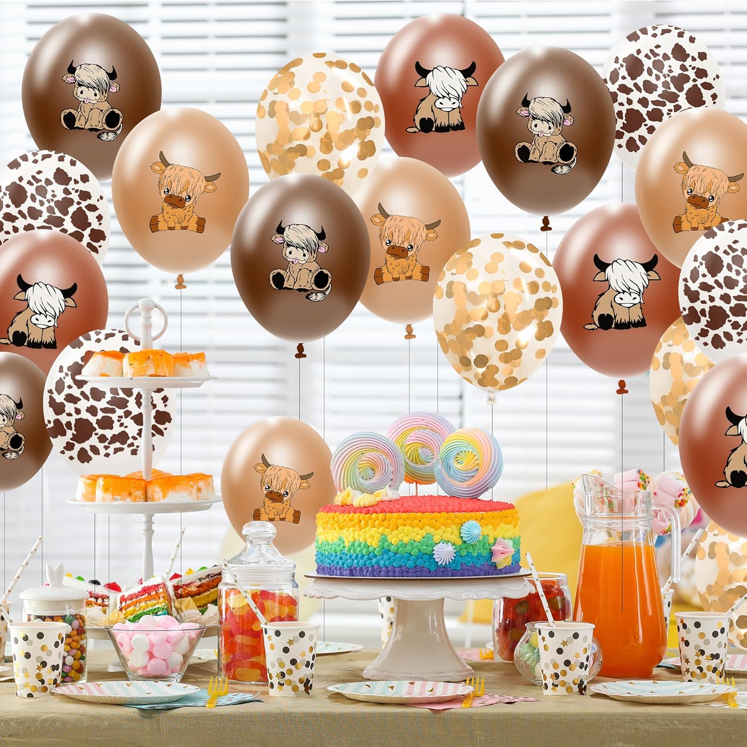 50 Pcs Highland Cow Party Balloons Supplies