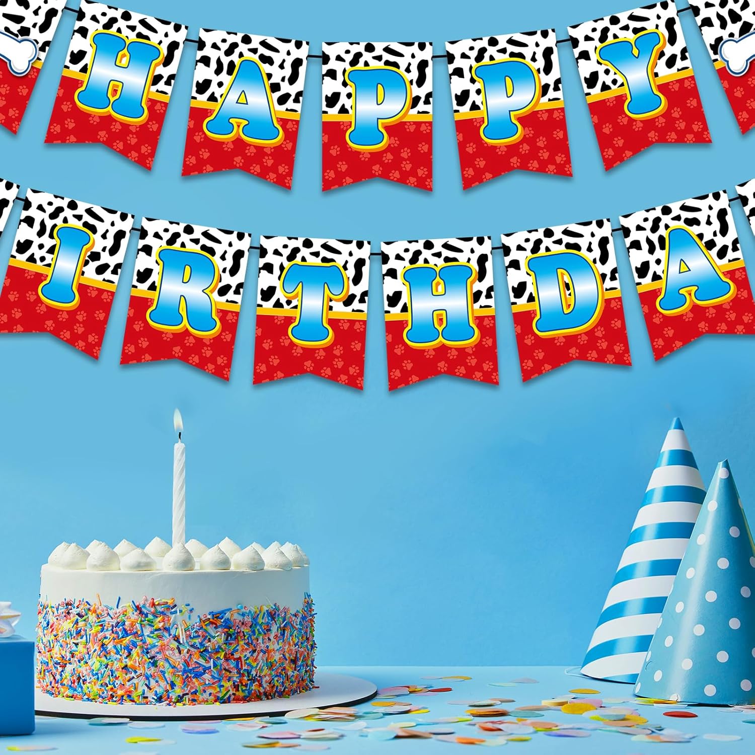 Dog Paw Happy Birthday Banner for Kids and Toddlers