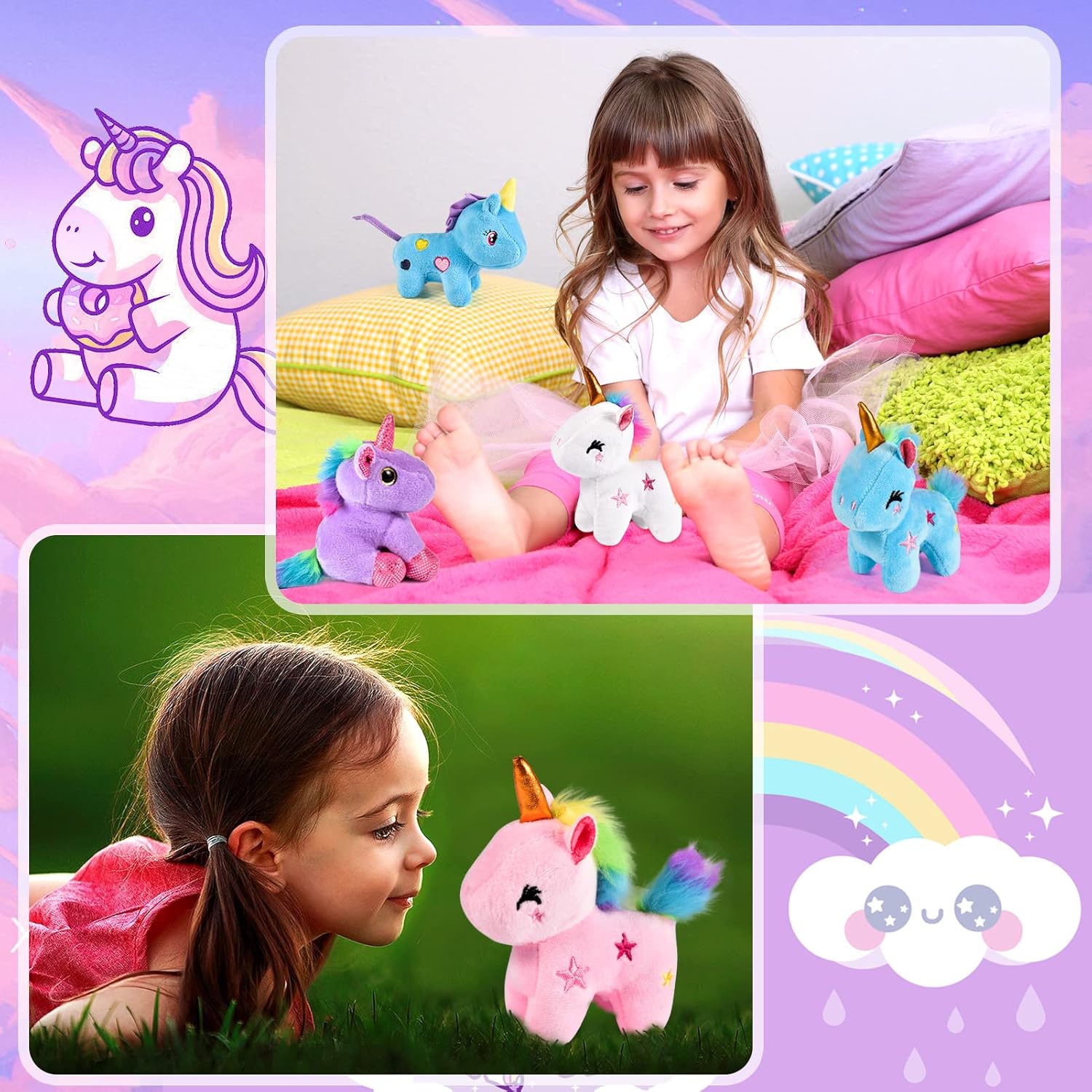 12Pcs Mini Plush Unicorn Party Favors Set