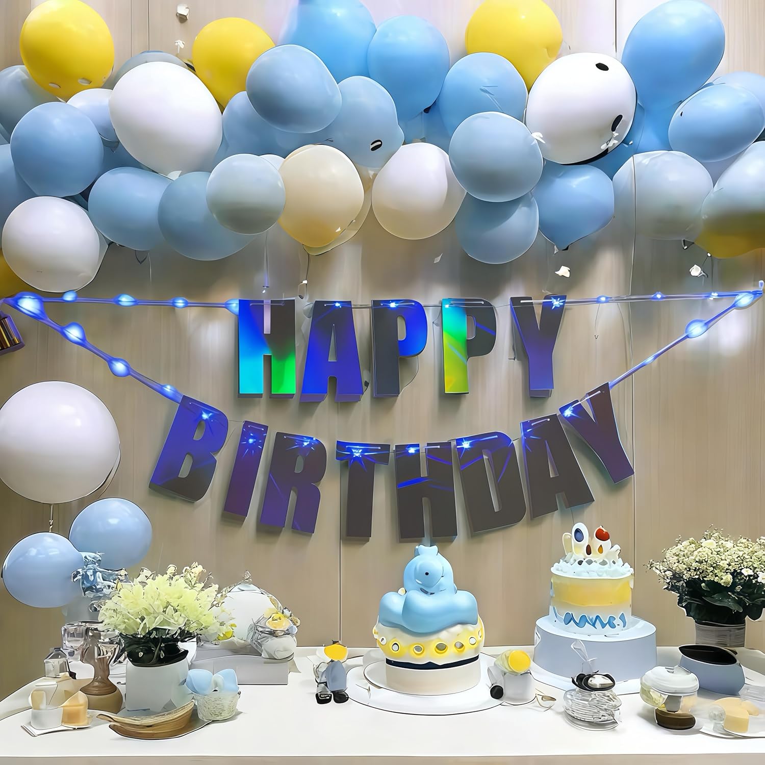13ft Waterproof LED Birthday Banner with Iridescent Letters