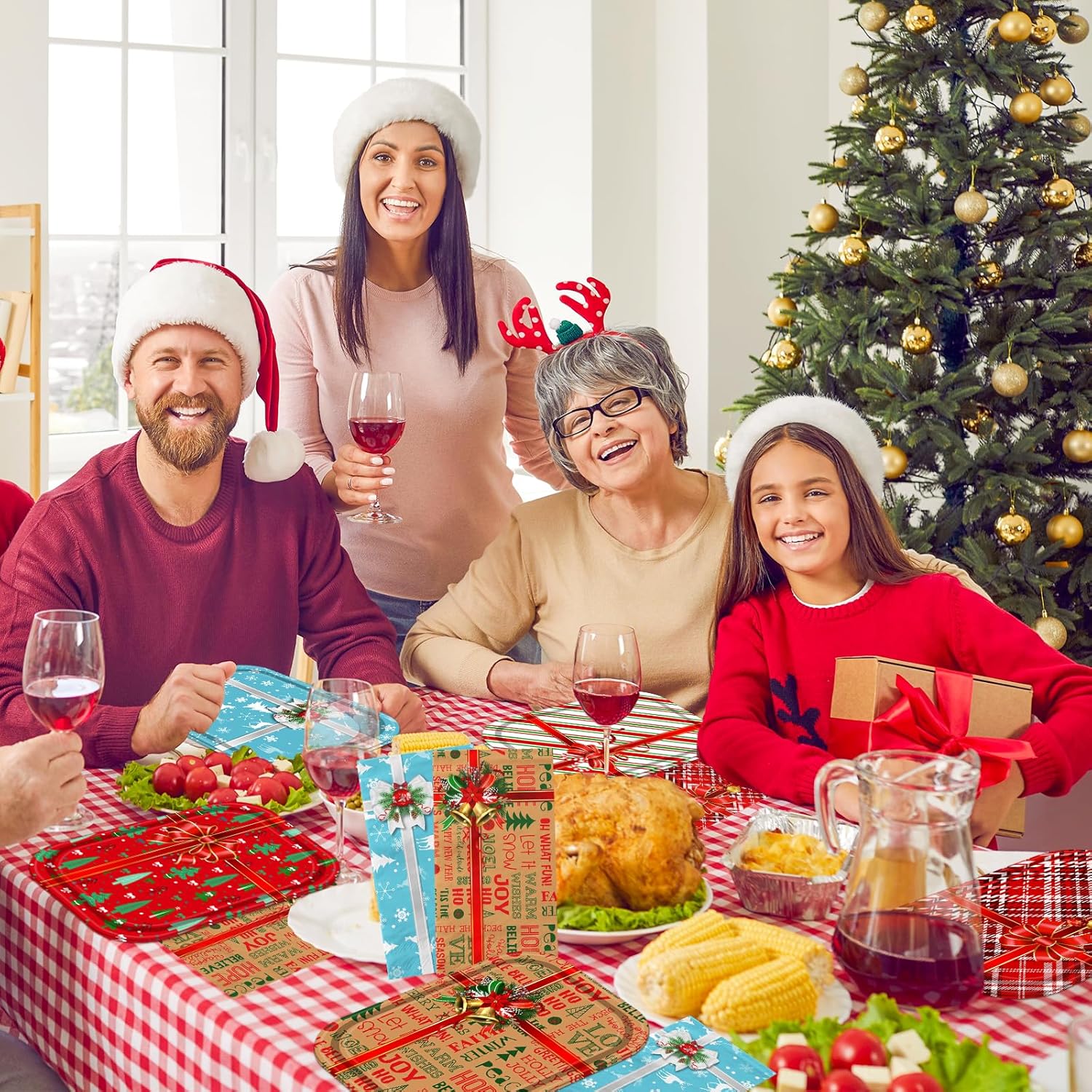 Juweked 60 Pc Christmas Paper Plates Napkins Set