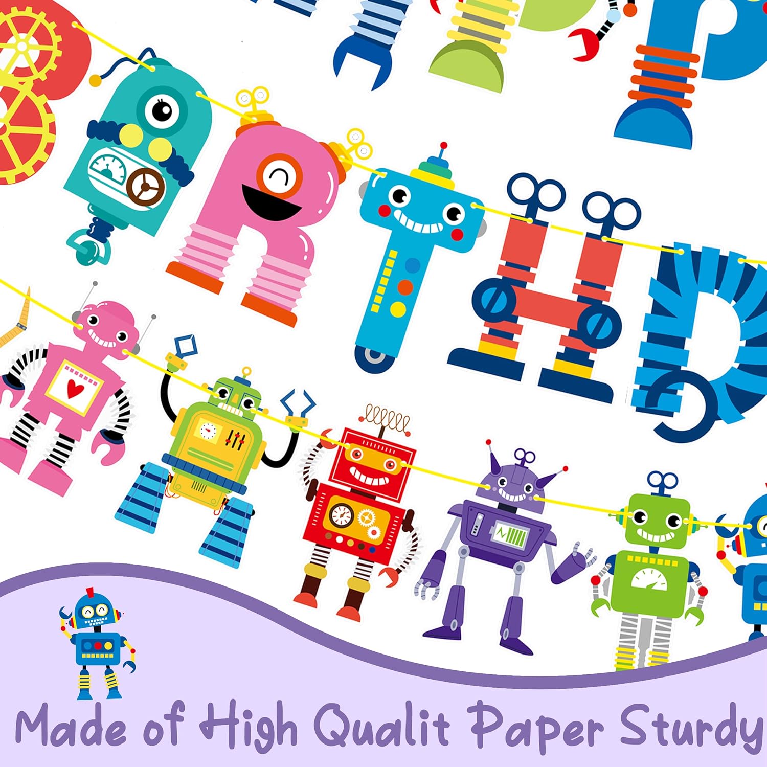 Robot Happy Birthday Banner Set - Fun Party Decor