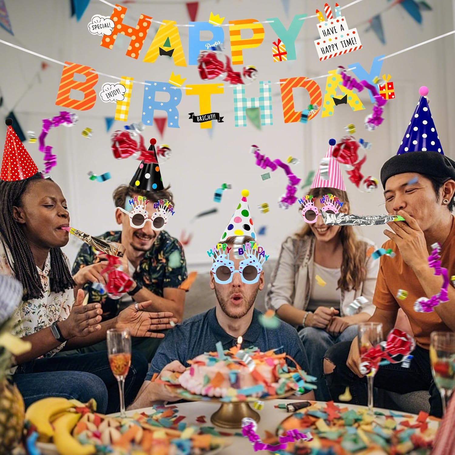 28 pcs Birthday Party Decor Set with Confetti Poppers
