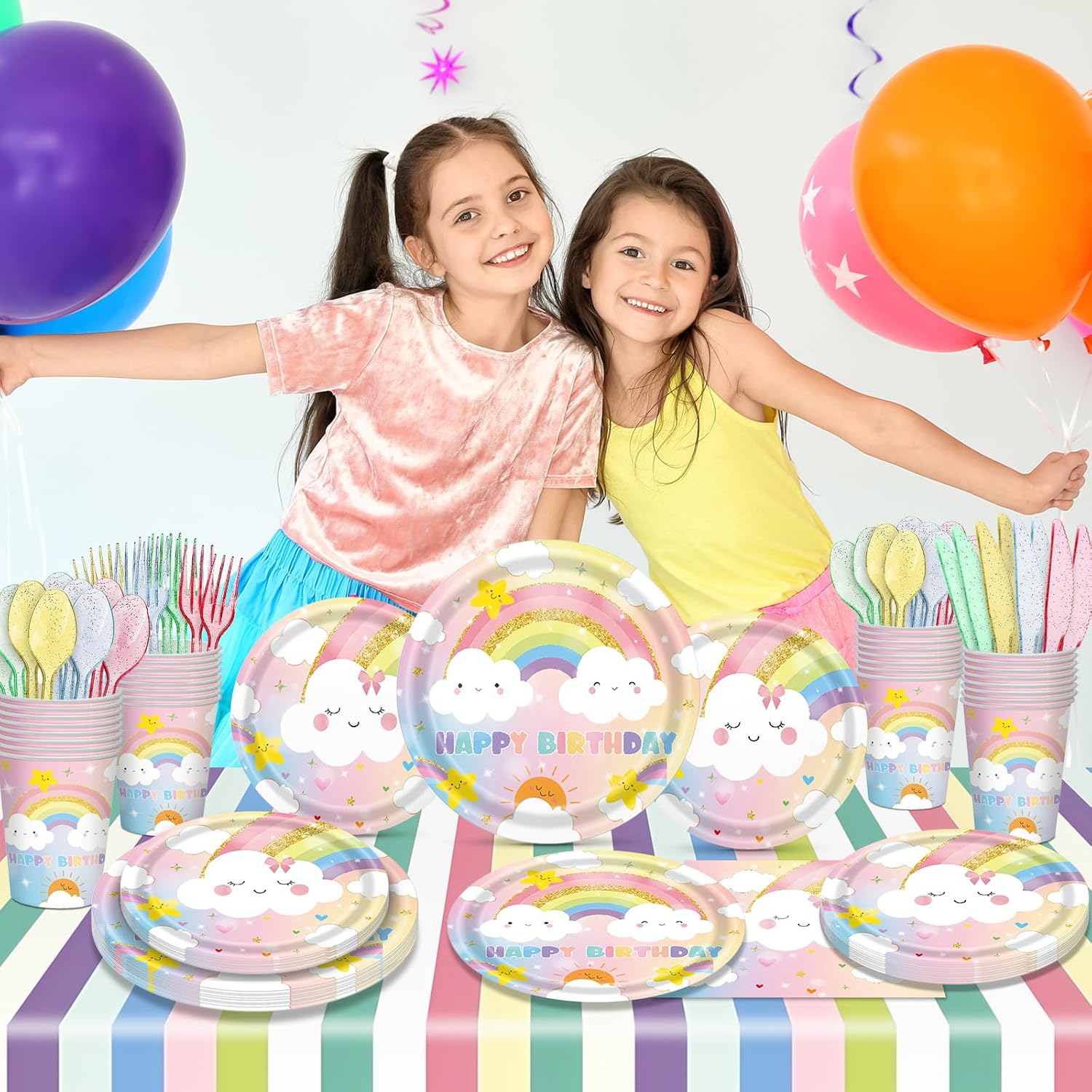 169 PCS Rainbow Party Decorations for 24 Guests
