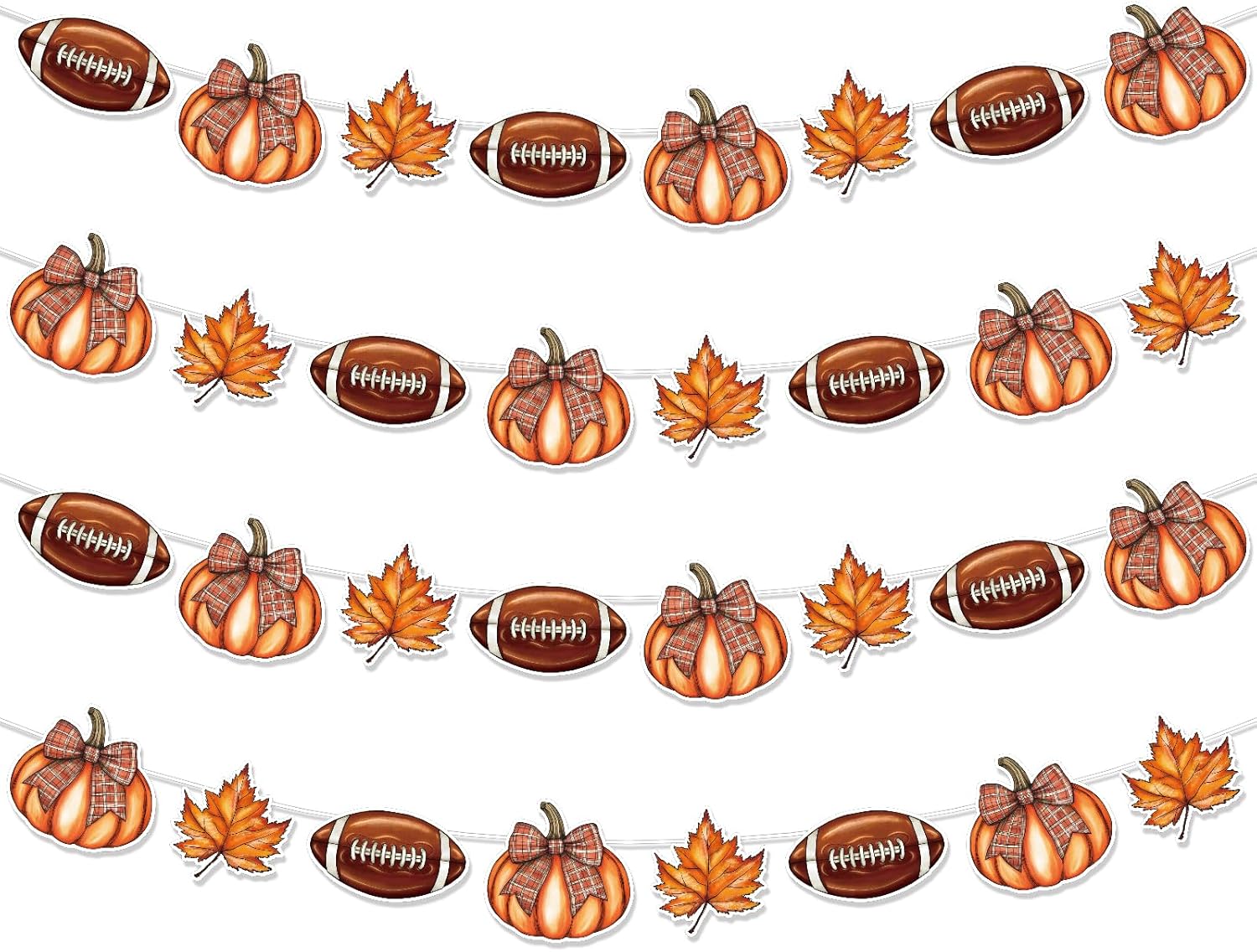 Fall Football Party Decorations 4PCS Pre-Strung Banners