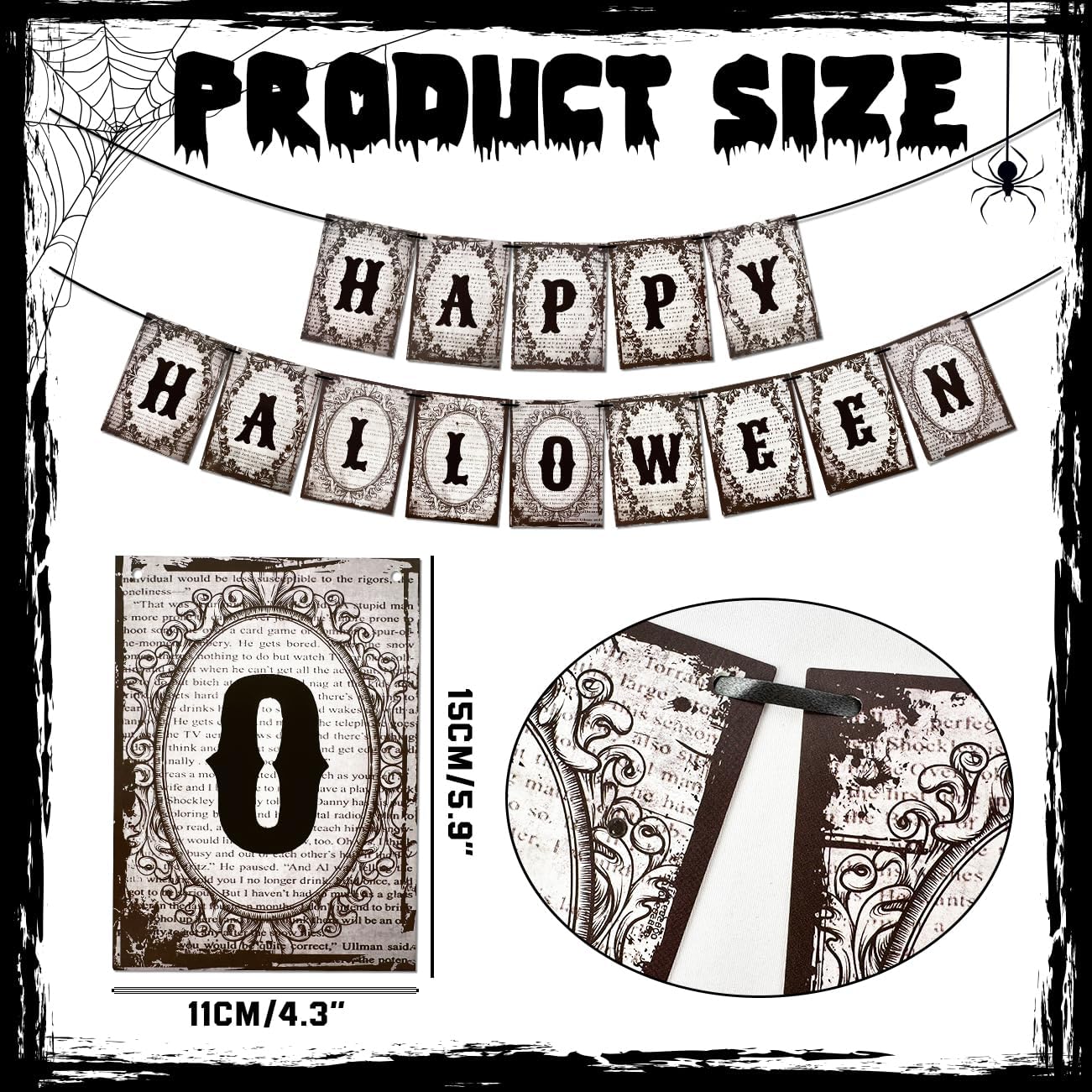 Gothic Halloween Banner with Happy Halloween Text